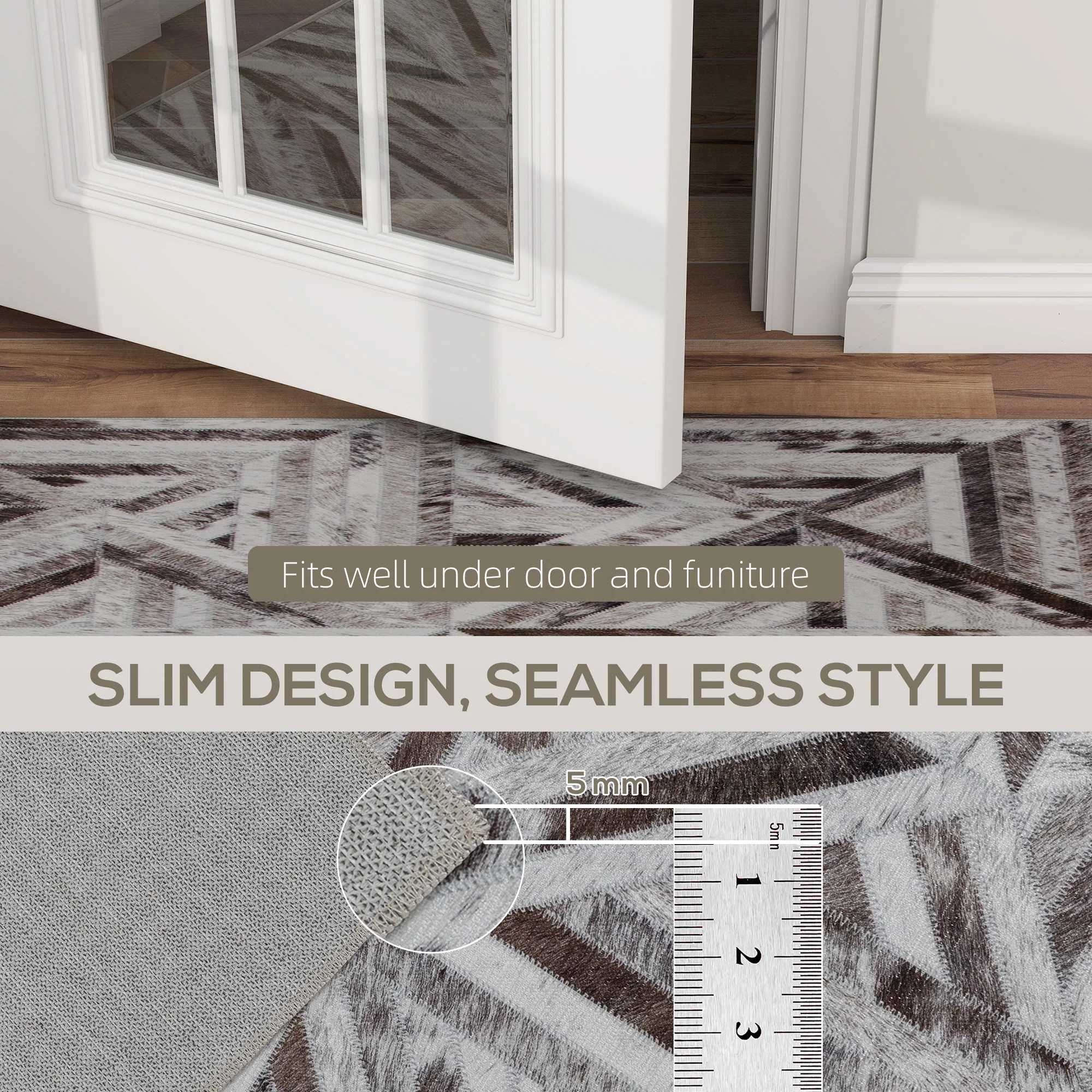HOMCOM Non-Slip Washable Rug, Chenille Floor Carpet For Living Room, - Image 16