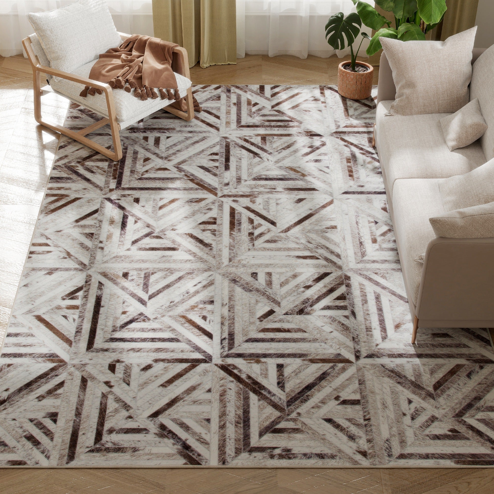 HOMCOM Non-Slip Washable Rug, Chenille Floor Carpet For Living Room, - Image 19