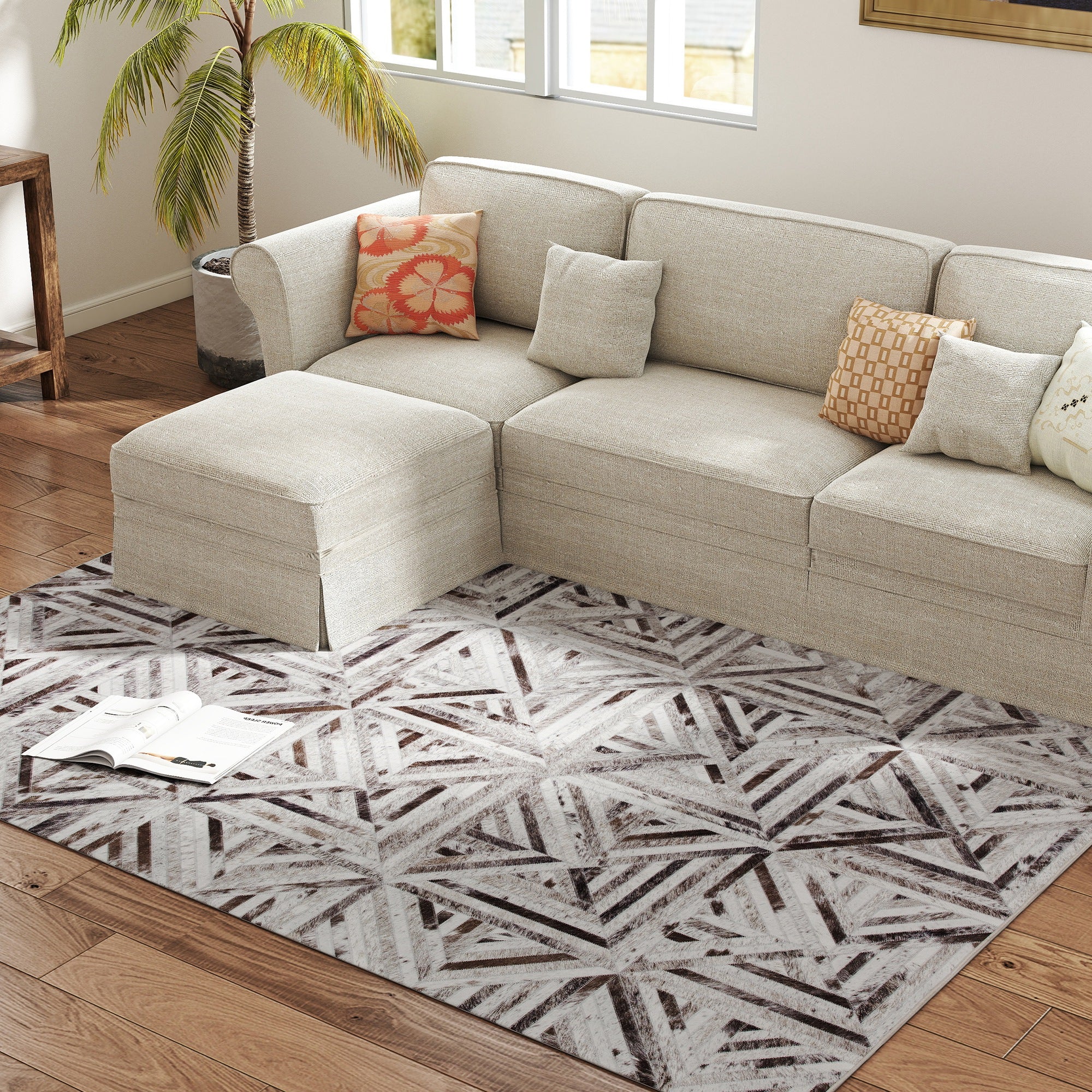 HOMCOM Non-Slip Washable Rug, Chenille Floor Carpet For Living Room, - Image 26