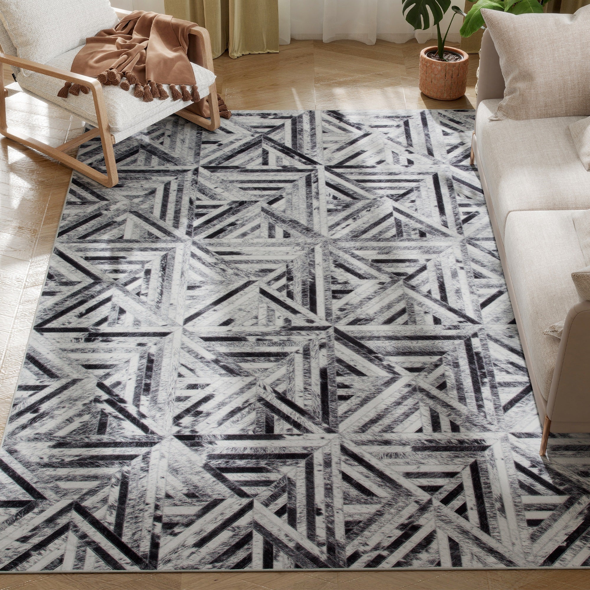 HOMCOM Non-Slip Washable Rug, Chenille Floor Carpet For Living Room, - Image 10