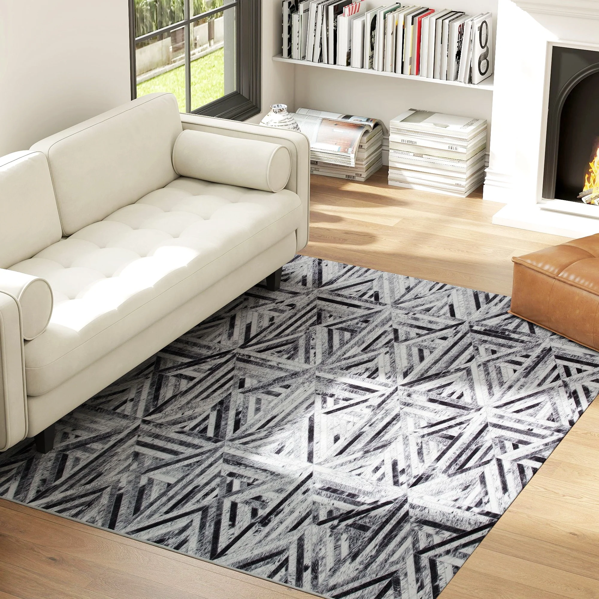 HOMCOM Non-Slip Washable Rug, Chenille Floor Carpet For Living Room, - Image 11