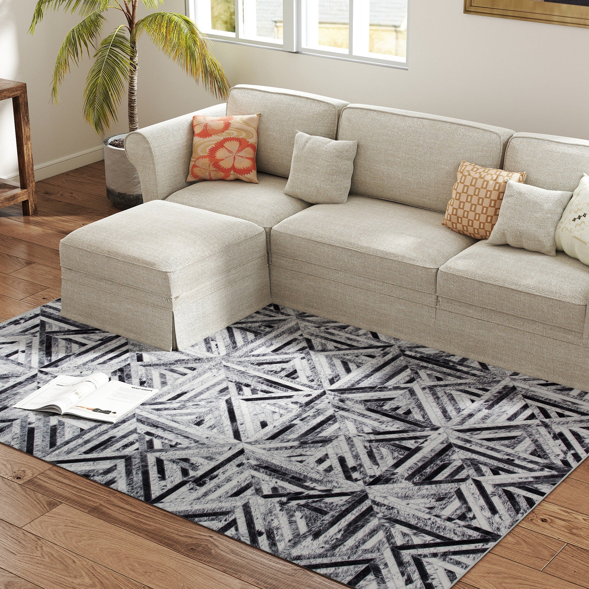 HOMCOM Non-Slip Washable Rug, Chenille Floor Carpet For Living Room, - Image 17