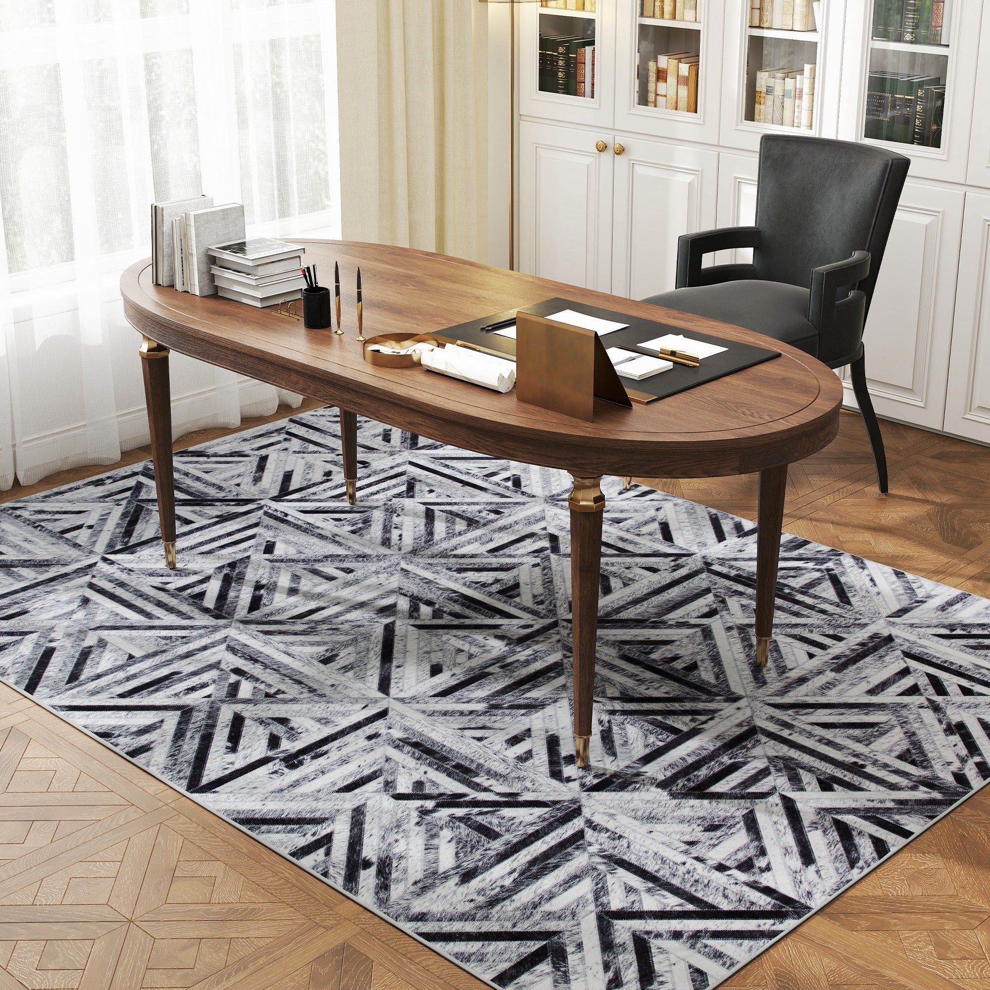 HOMCOM Non-Slip Washable Rug, Chenille Floor Carpet For Living Room, - Image 18