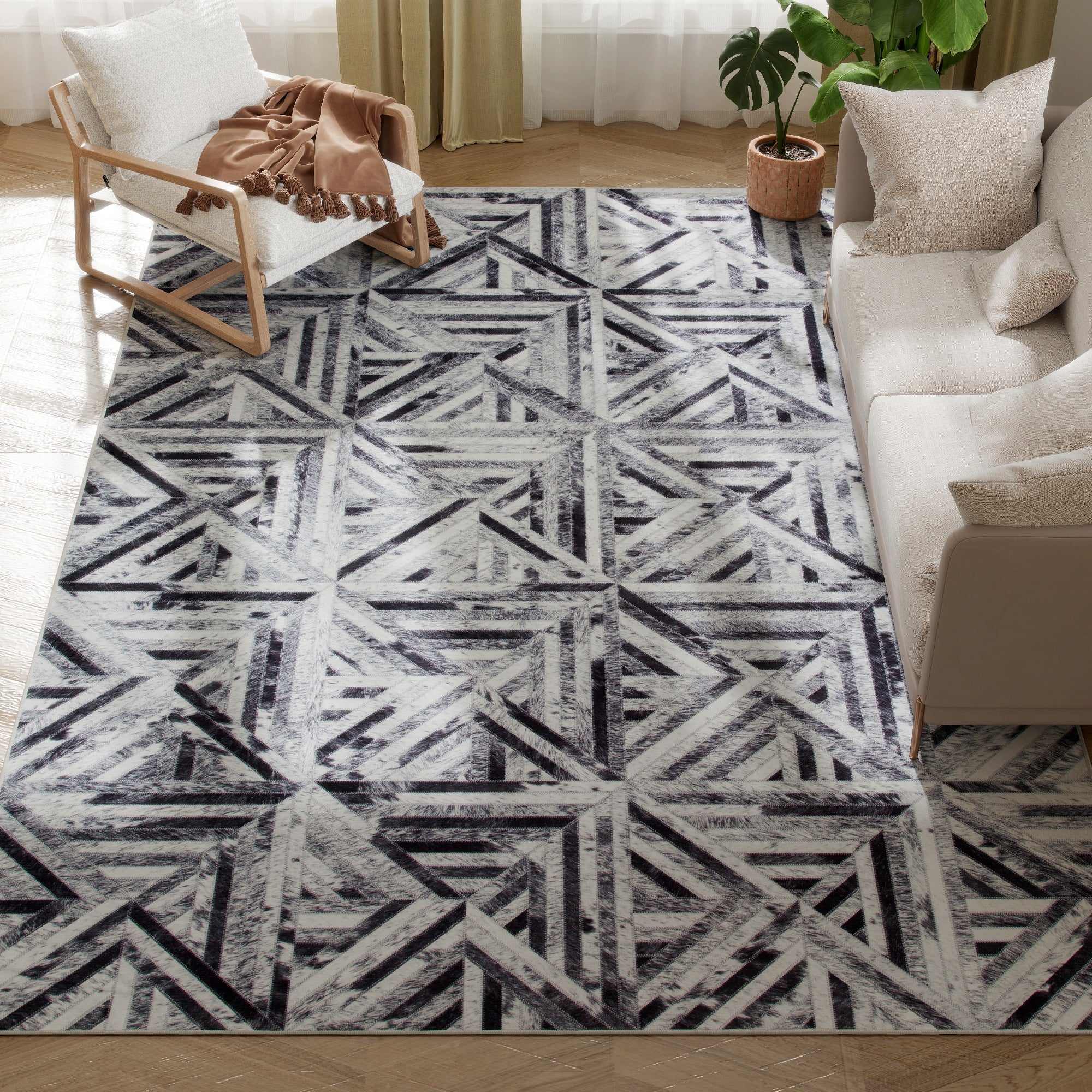 HOMCOM Non-Slip Washable Rug, Chenille Floor Carpet For Living Room, - Image 19