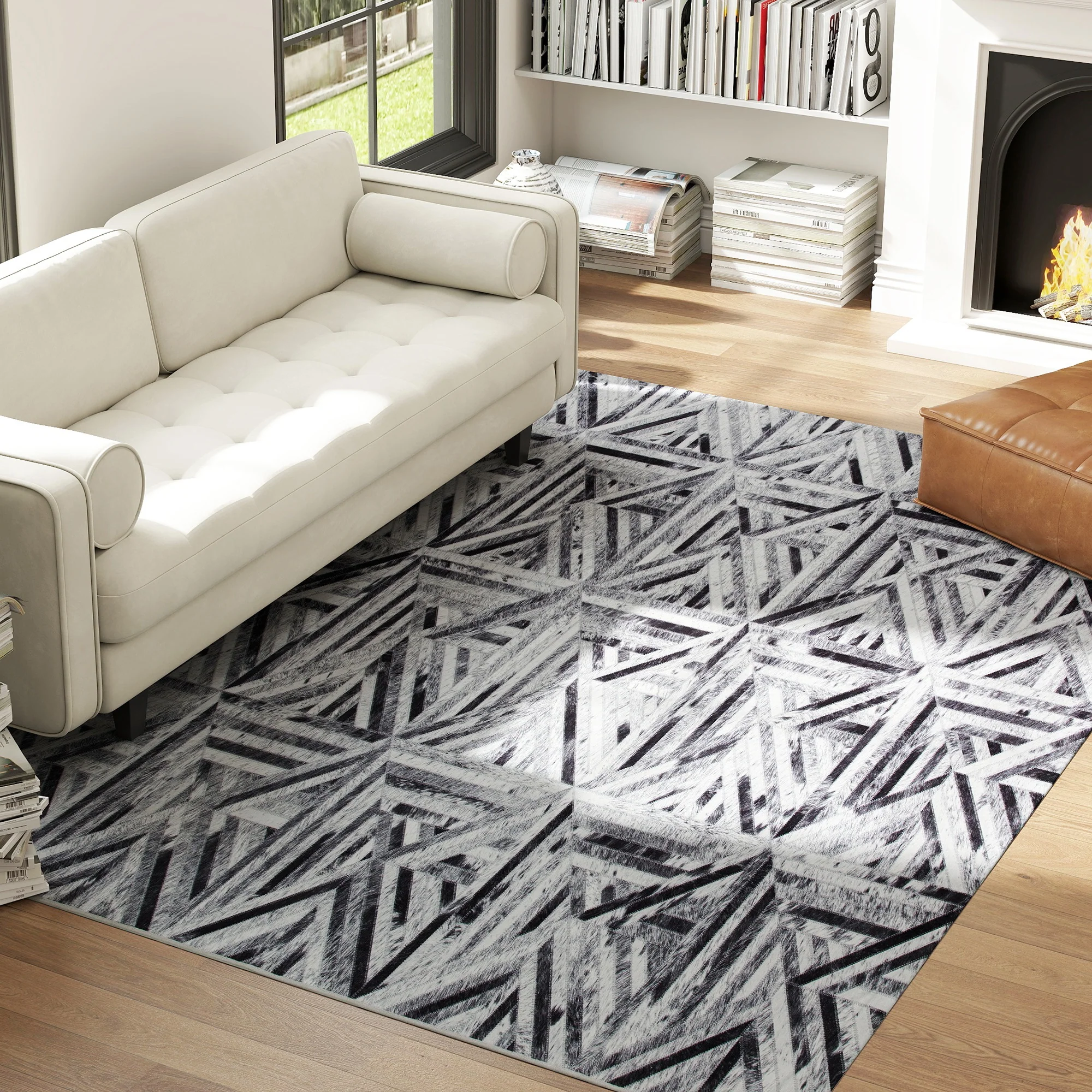 HOMCOM Non-Slip Washable Rug, Chenille Floor Carpet For Living Room, - Image 20