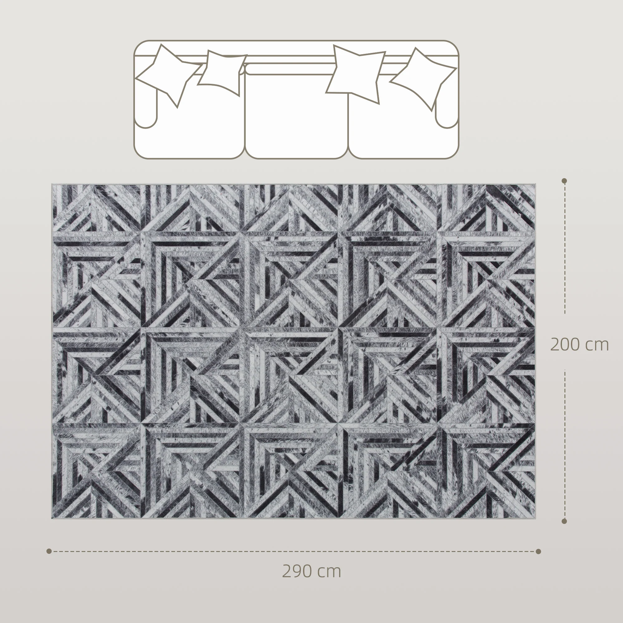 HOMCOM Non-Slip Washable Rug, Chenille Floor Carpet For Living Room, - Image 21