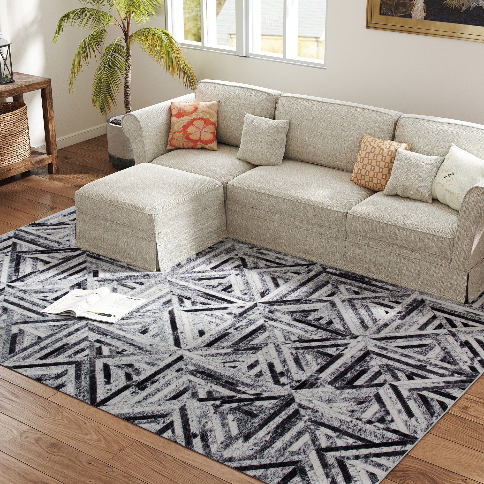 HOMCOM Non-Slip Washable Rug, Chenille Floor Carpet For Living Room, - Image 26