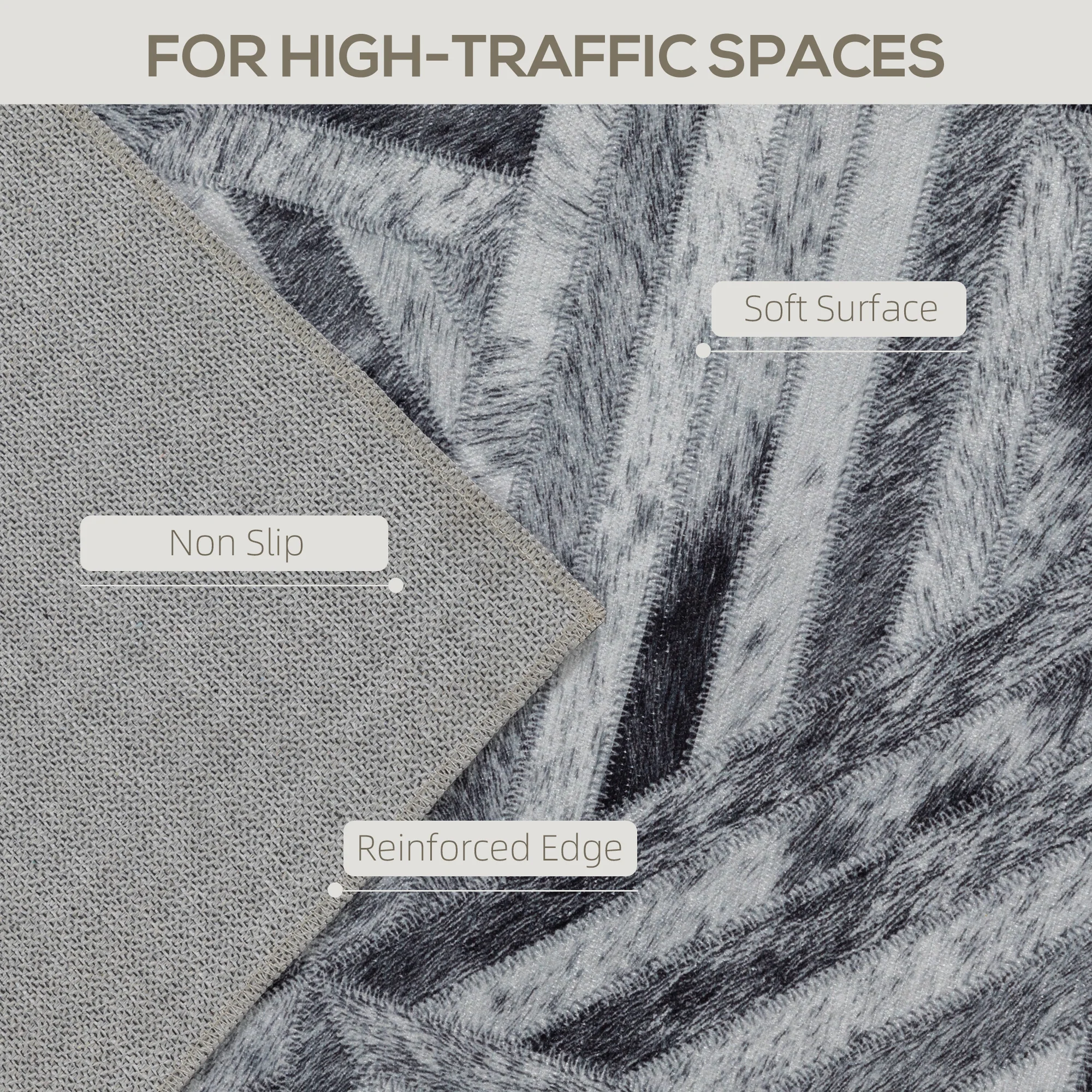 HOMCOM Non-Slip Washable Rug, Chenille Floor Carpet For Living Room, - Image 4