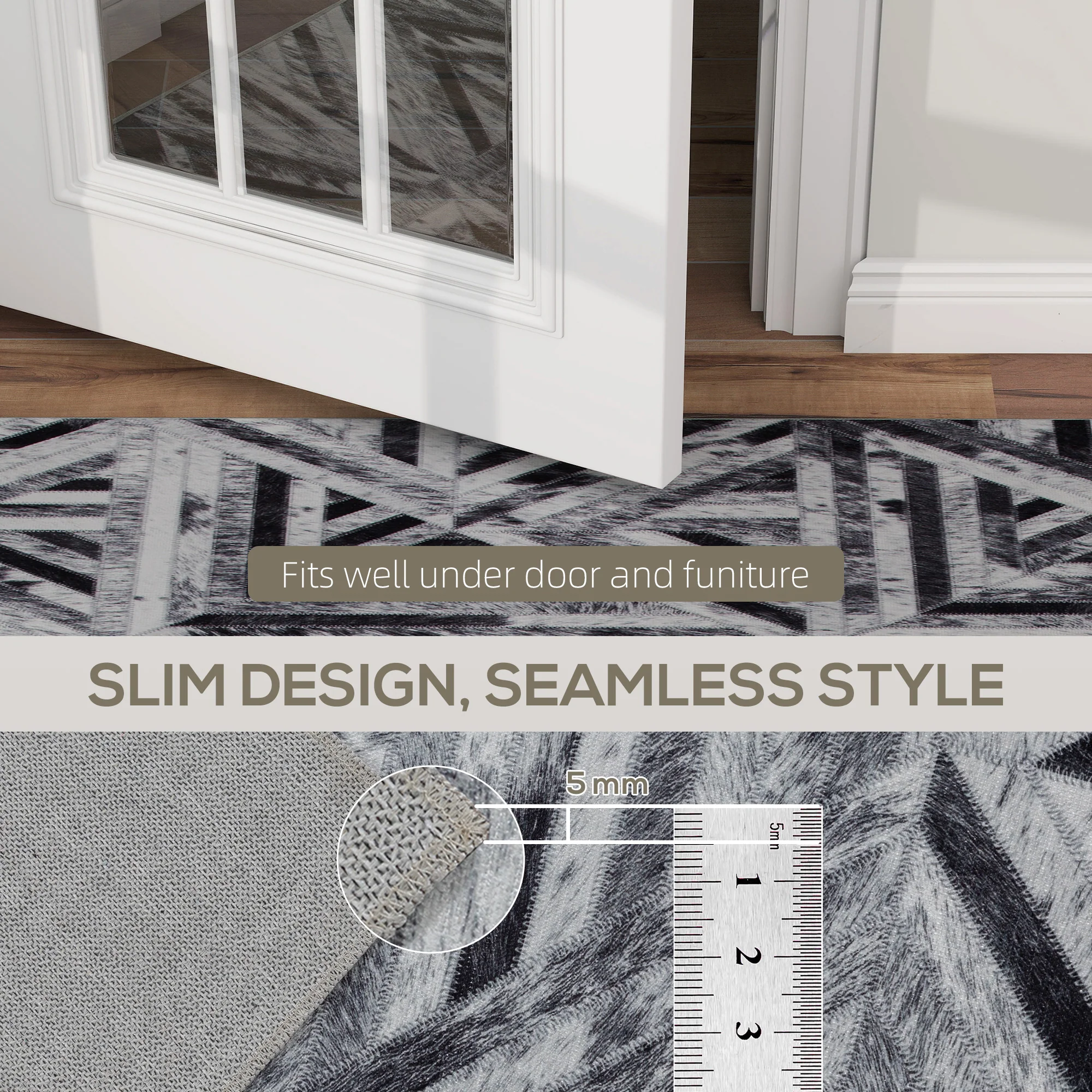 HOMCOM Non-Slip Washable Rug, Chenille Floor Carpet For Living Room, - Image 7
