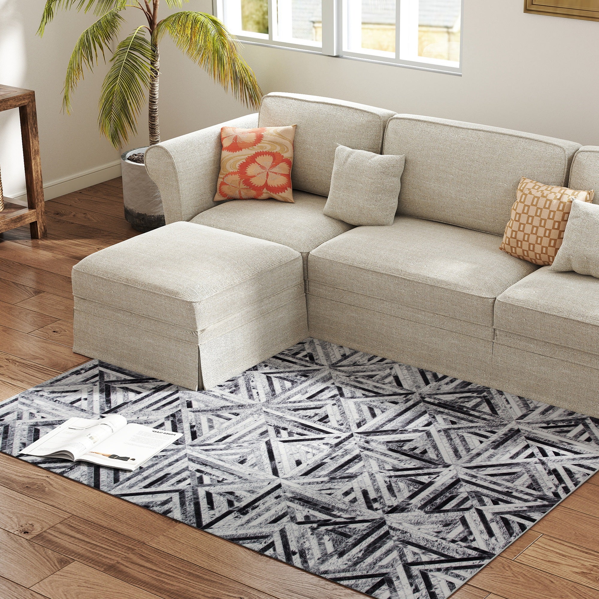 HOMCOM Non-Slip Washable Rug, Chenille Floor Carpet For Living Room, - Image 8