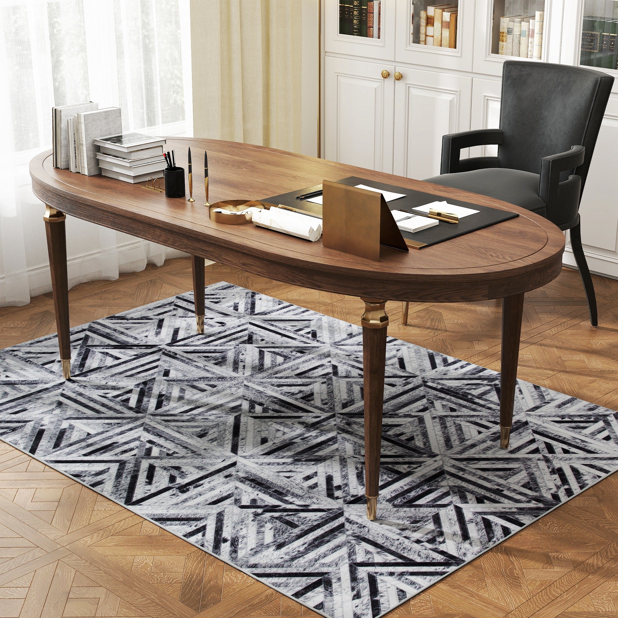 HOMCOM Non-Slip Washable Rug, Chenille Floor Carpet For Living Room, - Image 9
