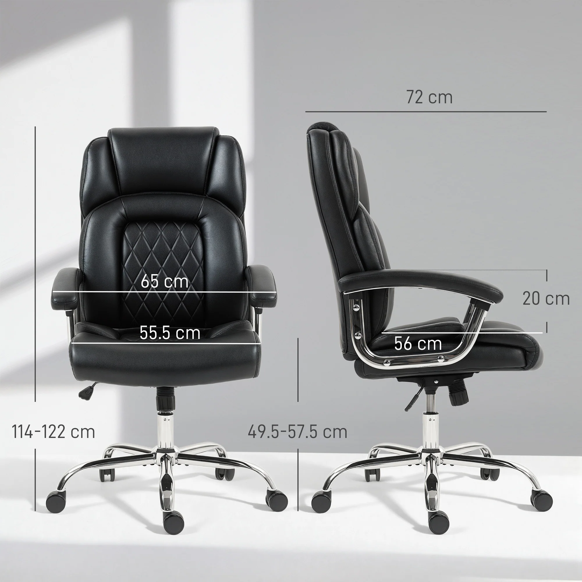 HOMCOM Office Chair 180kg, High Back Desk Chair with Spring Cushion, Black - Image 5