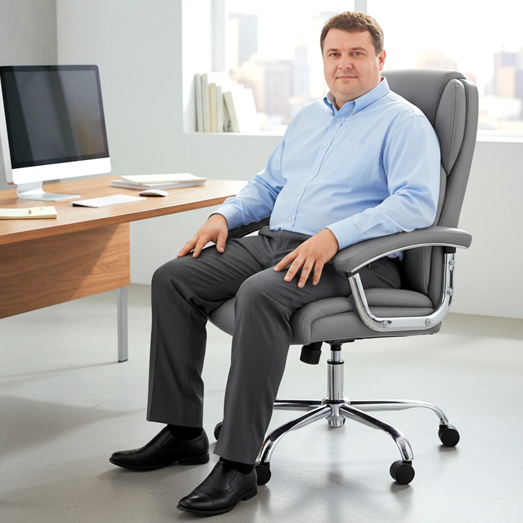 HOMCOM Office Chair 180kg, High Back Desk Chair with Spring Cushion, Grey - Image 9