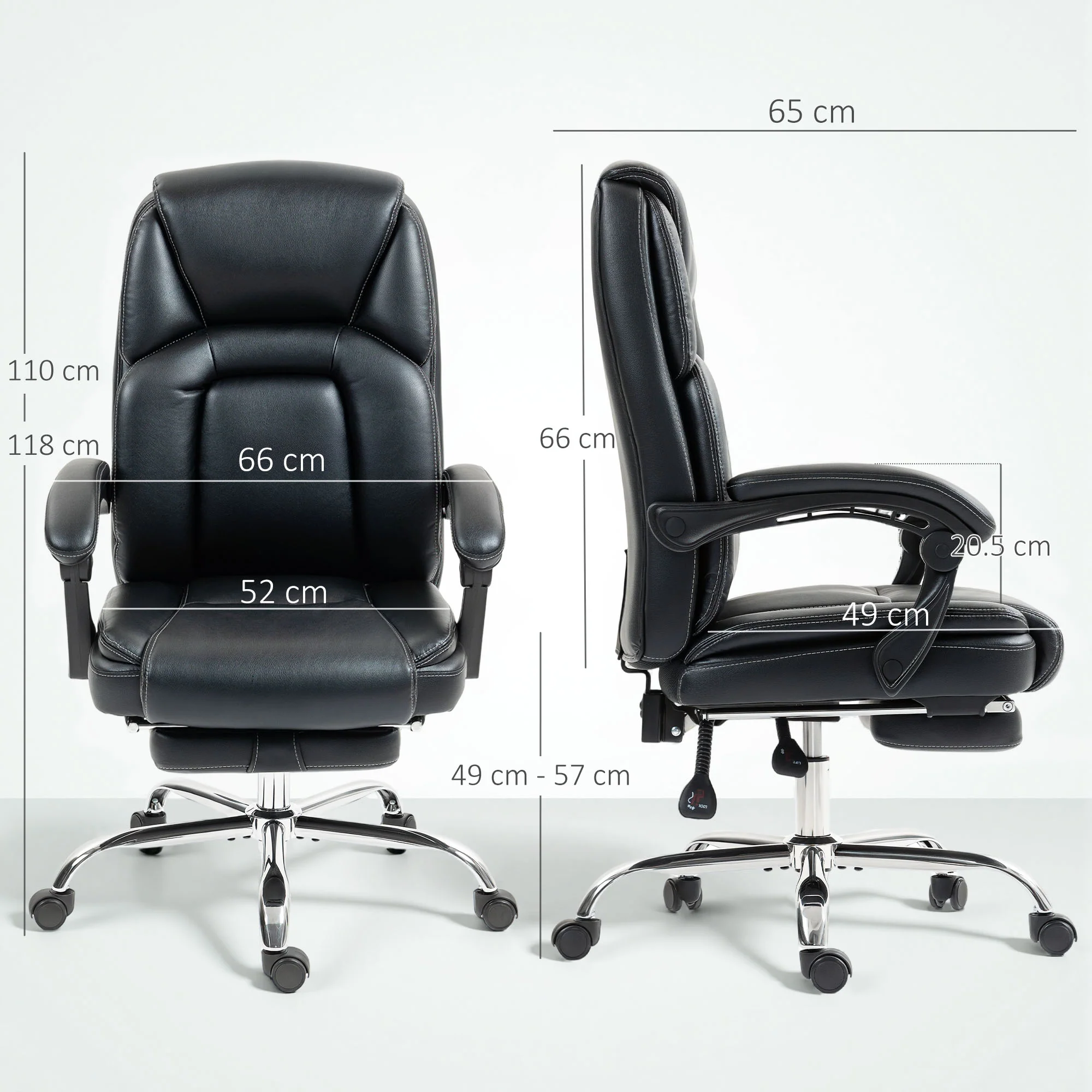 HOMCOM Office Chair, Computer Desk Chair With Spring Cushion, Black - Image 5