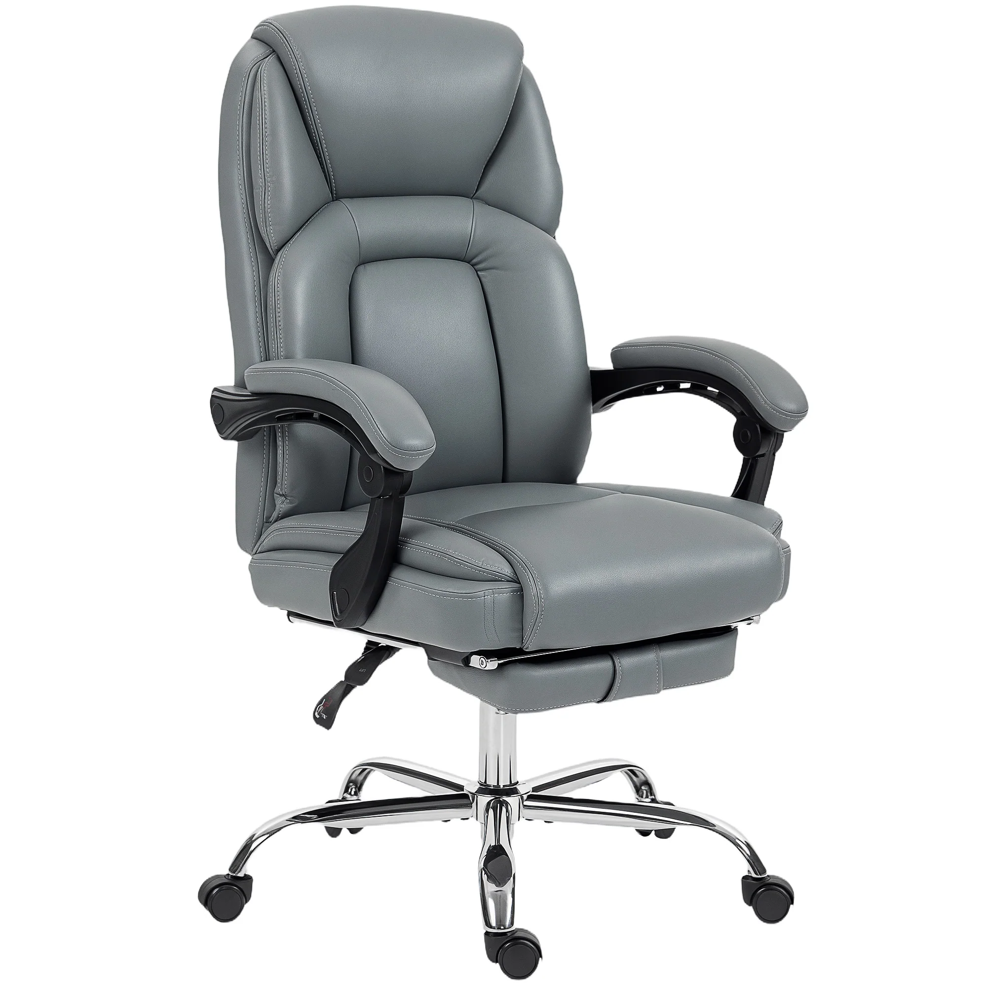 HOMCOM Office Chair, Computer Desk Chair With Spring Cushion, Grey