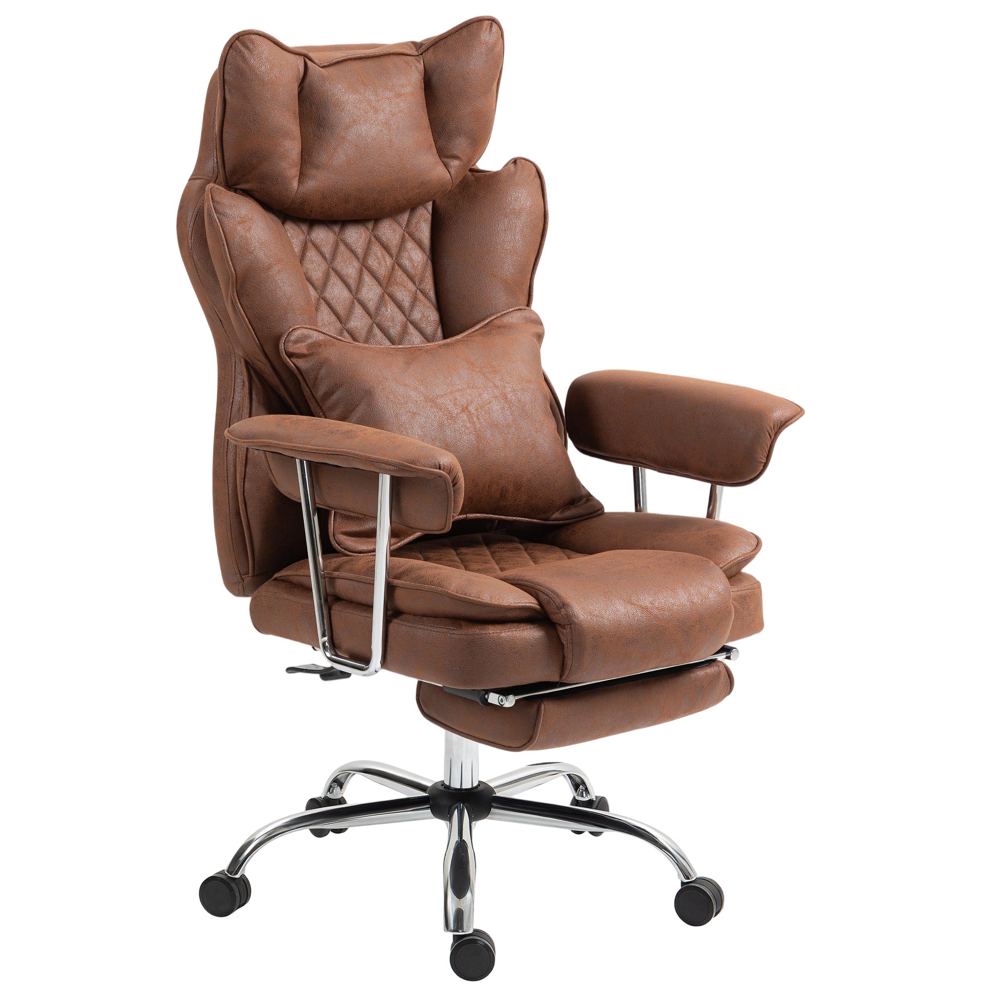 HOMCOM Office Chair, High Back Leathaire Desk Chair For Home - Black/Brown/Grey - Image 10