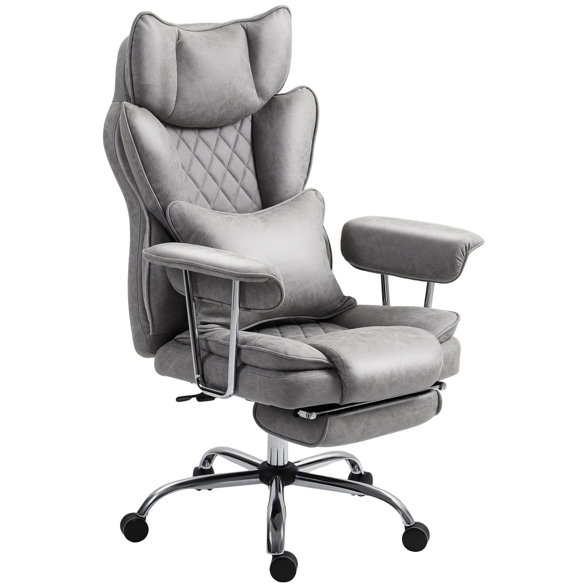 HOMCOM Office Chair, High Back Leathaire Desk Chair For Home - Black/Brown/Grey - Image 19