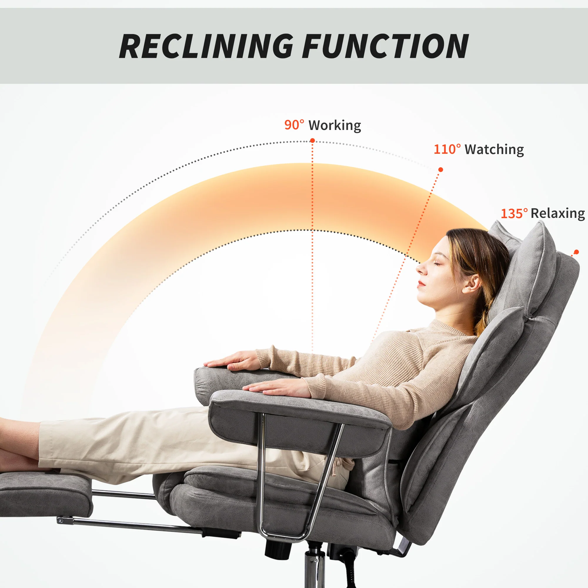 HOMCOM Office Chair, High Back Leathaire Desk Chair For Home - Black/Brown/Grey - Image 24