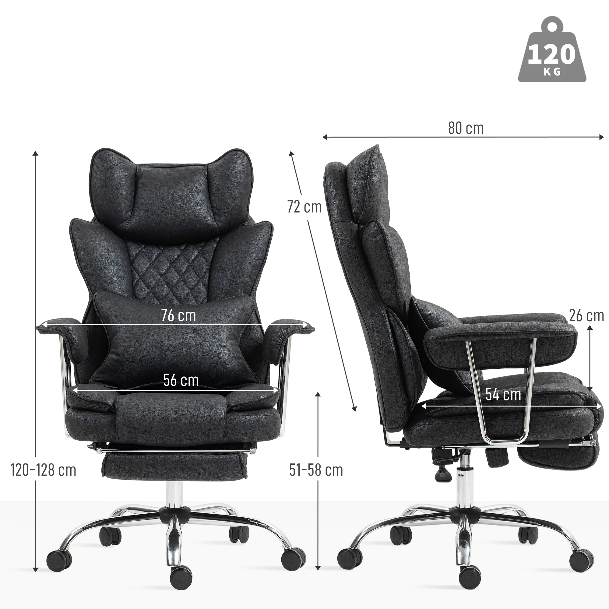 HOMCOM Office Chair, High Back Leathaire Desk Chair For Home - Black/Brown/Grey - Image 5