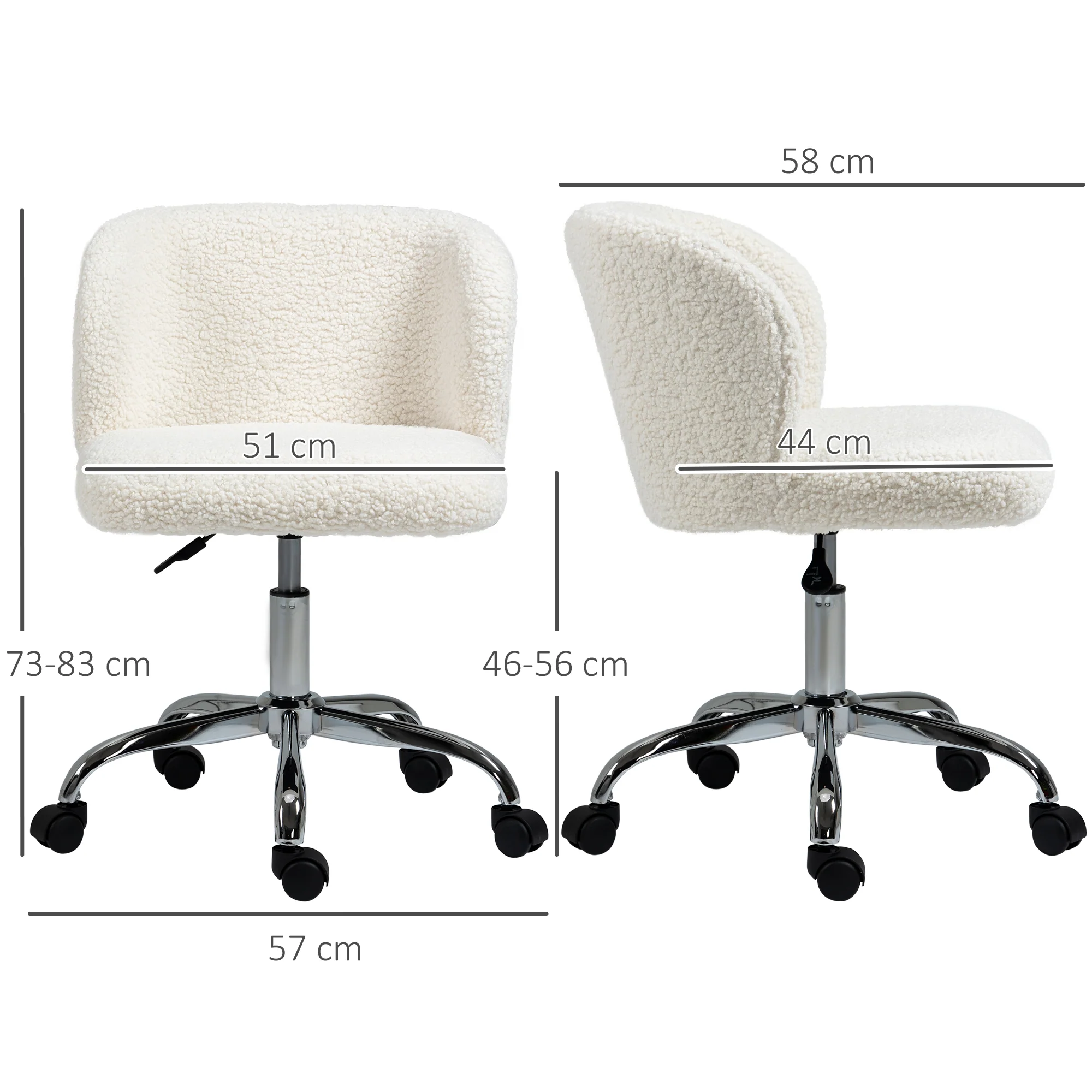 HOMCOM Office Chair, Swivel Chair with Adjustable Height and Wheels, White - Image 5
