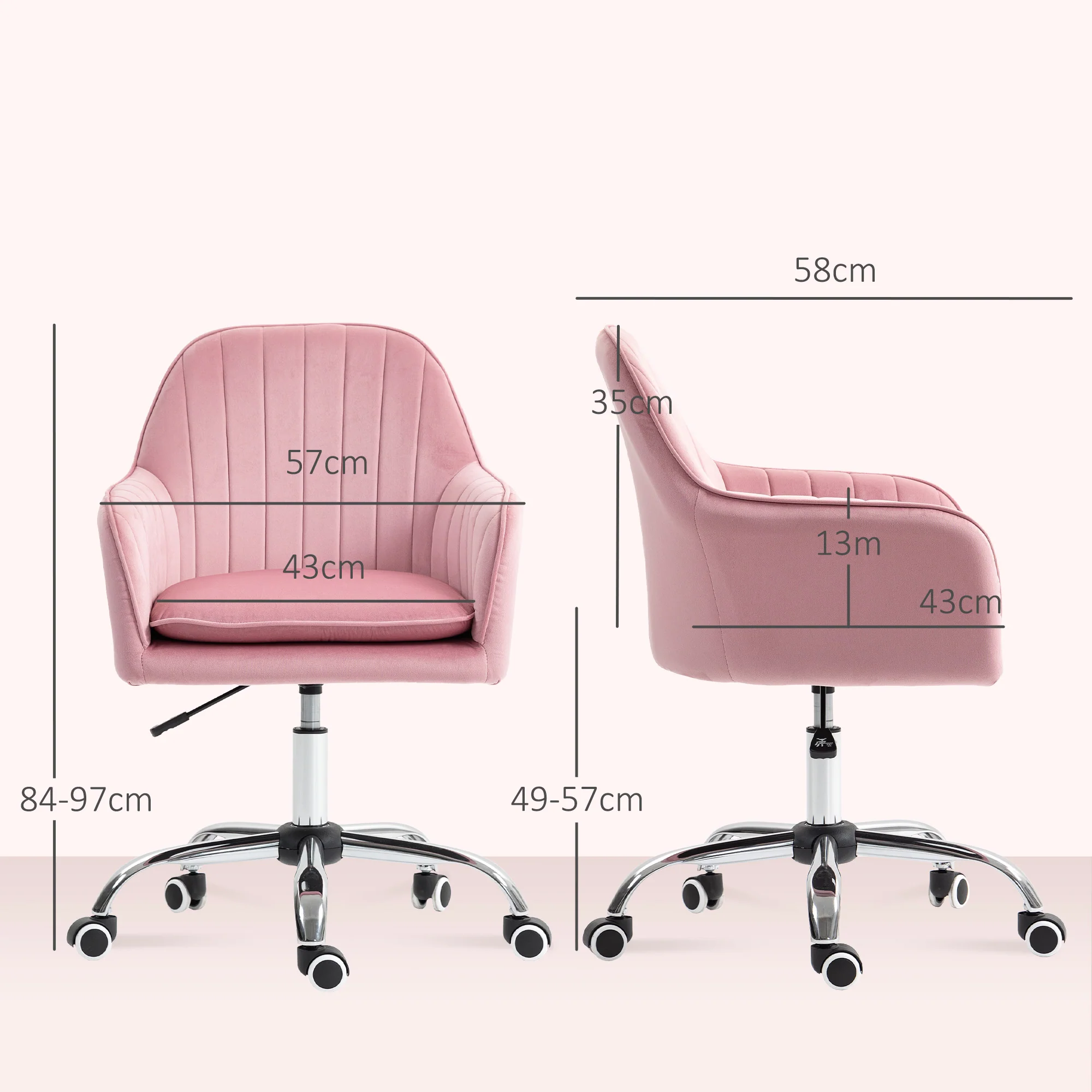 HOMCOM Office Chair, Swivel Desk Chair W/ Adjustable Height, - Image 12