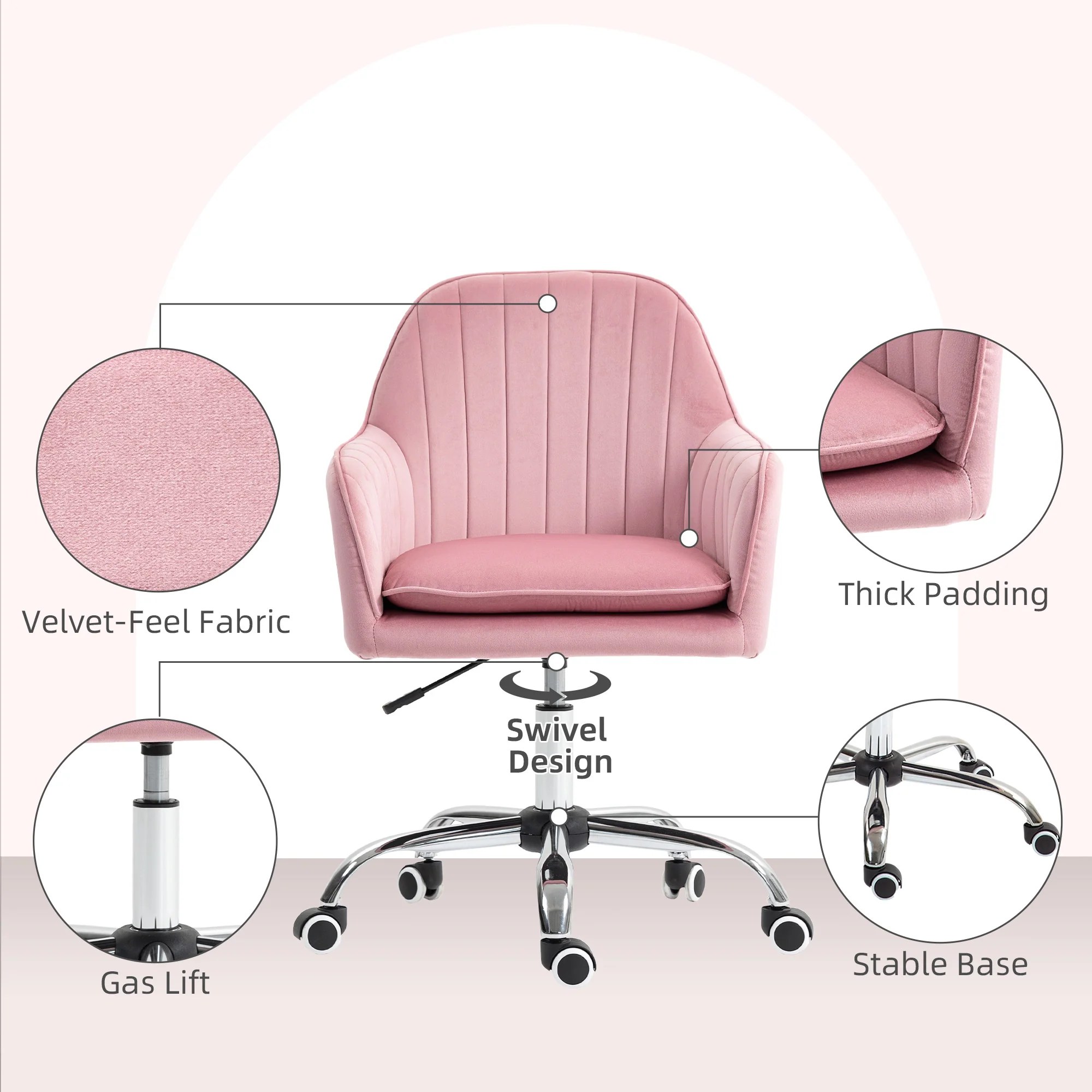 HOMCOM Office Chair, Swivel Desk Chair W/ Adjustable Height, - Image 14