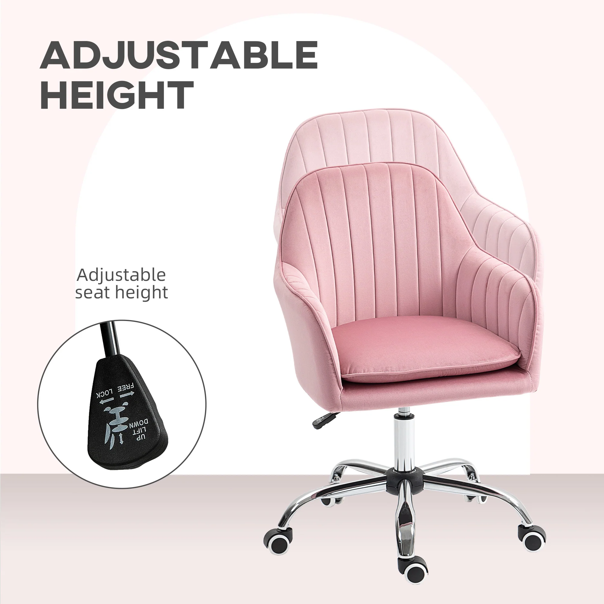 HOMCOM Office Chair, Swivel Desk Chair W/ Adjustable Height, - Image 15