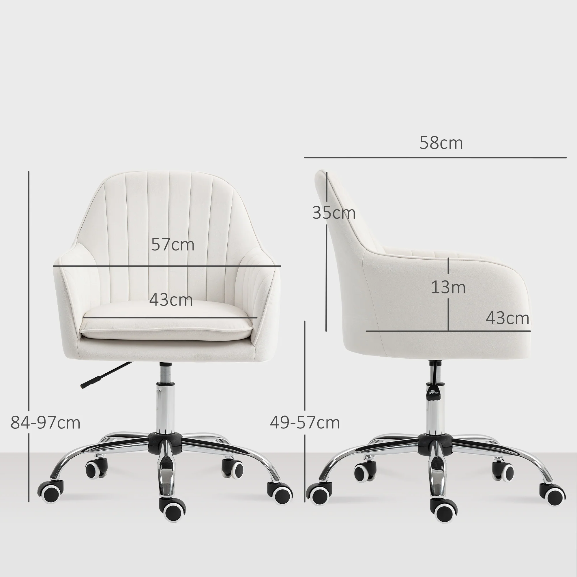 HOMCOM Office Chair, Swivel Desk Chair W/ Adjustable Height, - Image 3