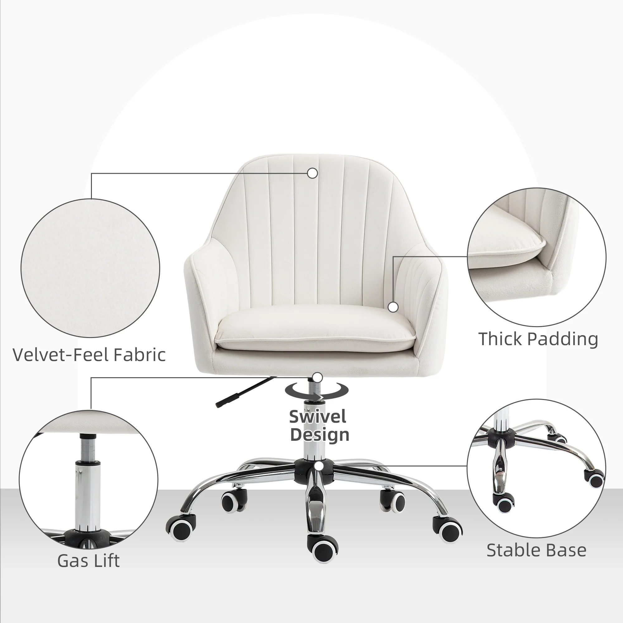 HOMCOM Office Chair, Swivel Desk Chair W/ Adjustable Height, - Image 5