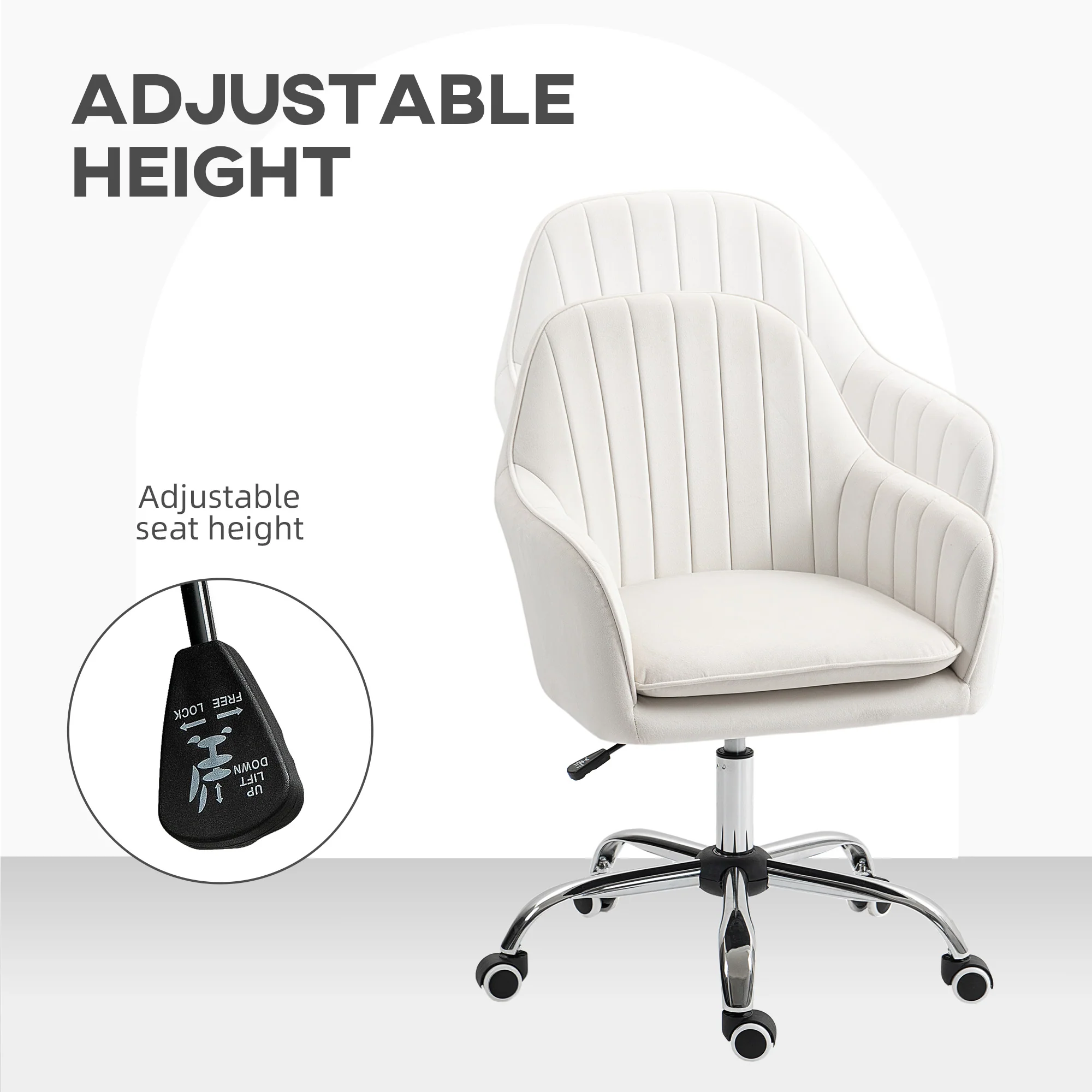 HOMCOM Office Chair, Swivel Desk Chair W/ Adjustable Height, - Image 6