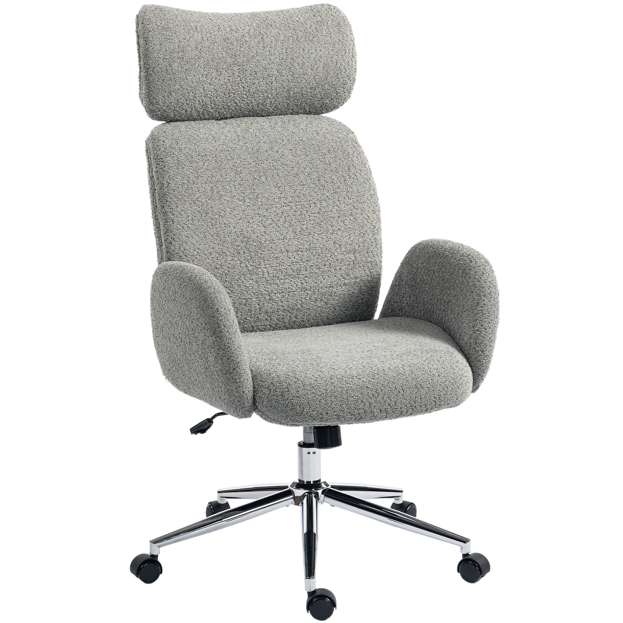 HOMCOM Office Chair With Adjustable Headrest, Comfy Desk Chair, Dark Grey