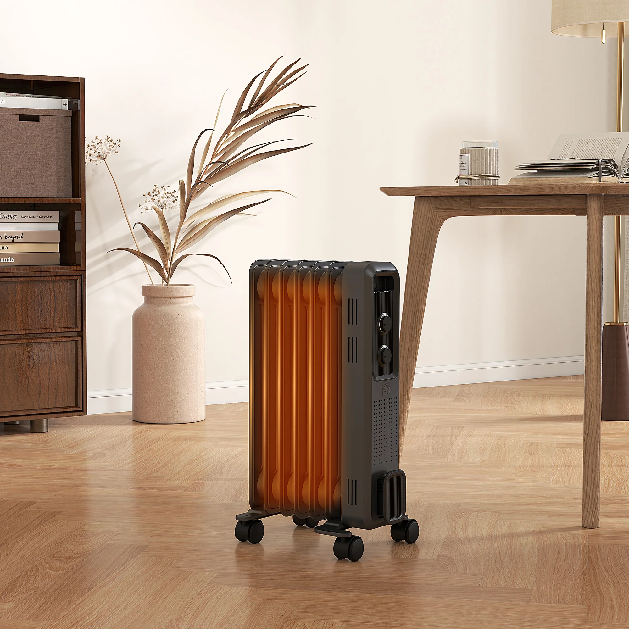 HOMCOM Oil Filled Radiator Portable Space Heater W/ 7 Fin, 3 Heat Settings - Image 2