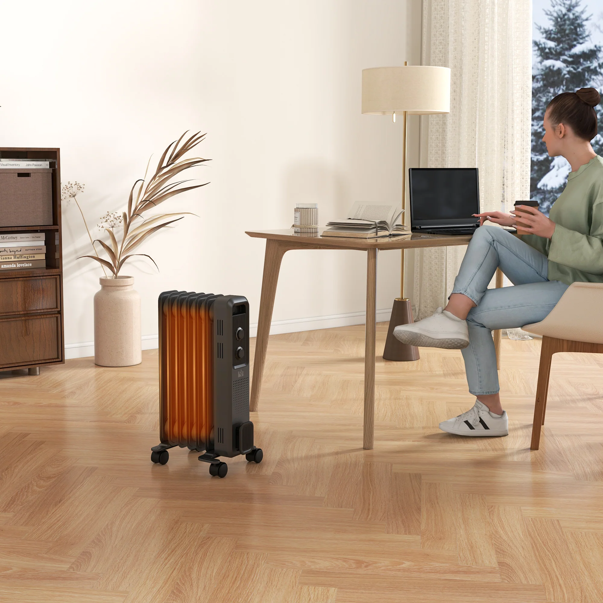 HOMCOM Oil Filled Radiator Portable Space Heater W/ 7 Fin, 3 Heat Settings - Image 9