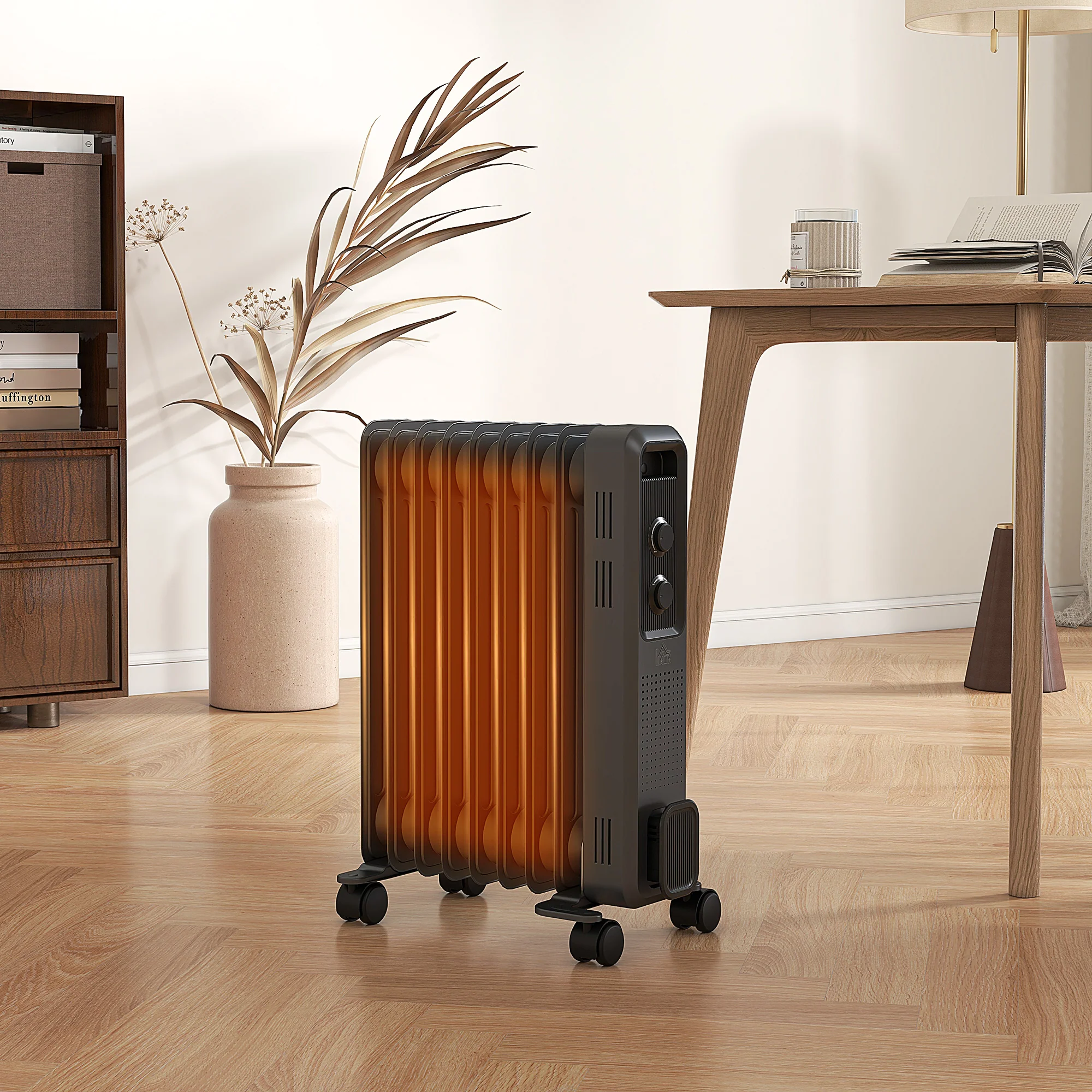 HOMCOM Oil Filled Radiator Portable Space Heater W/ 9 Fin, 3 Heat Settings - Image 2