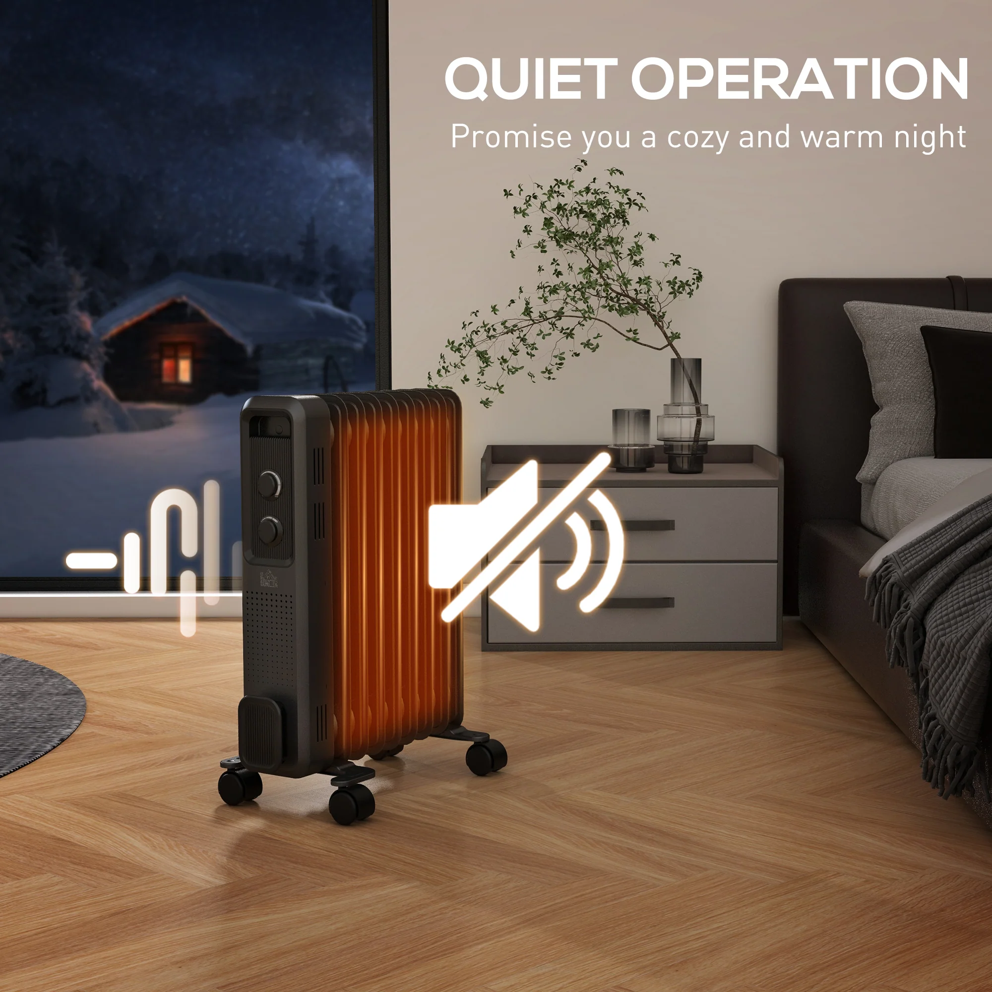 HOMCOM Oil Filled Radiator Portable Space Heater W/ 9 Fin, 3 Heat Settings - Image 3