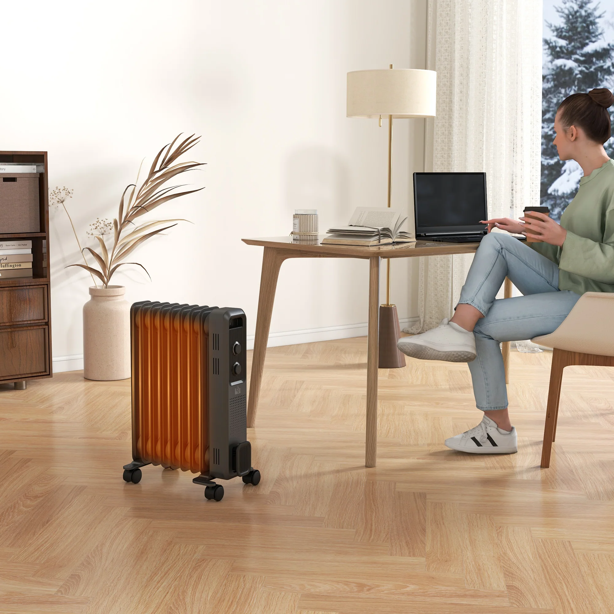 HOMCOM Oil Filled Radiator Portable Space Heater W/ 9 Fin, 3 Heat Settings - Image 9