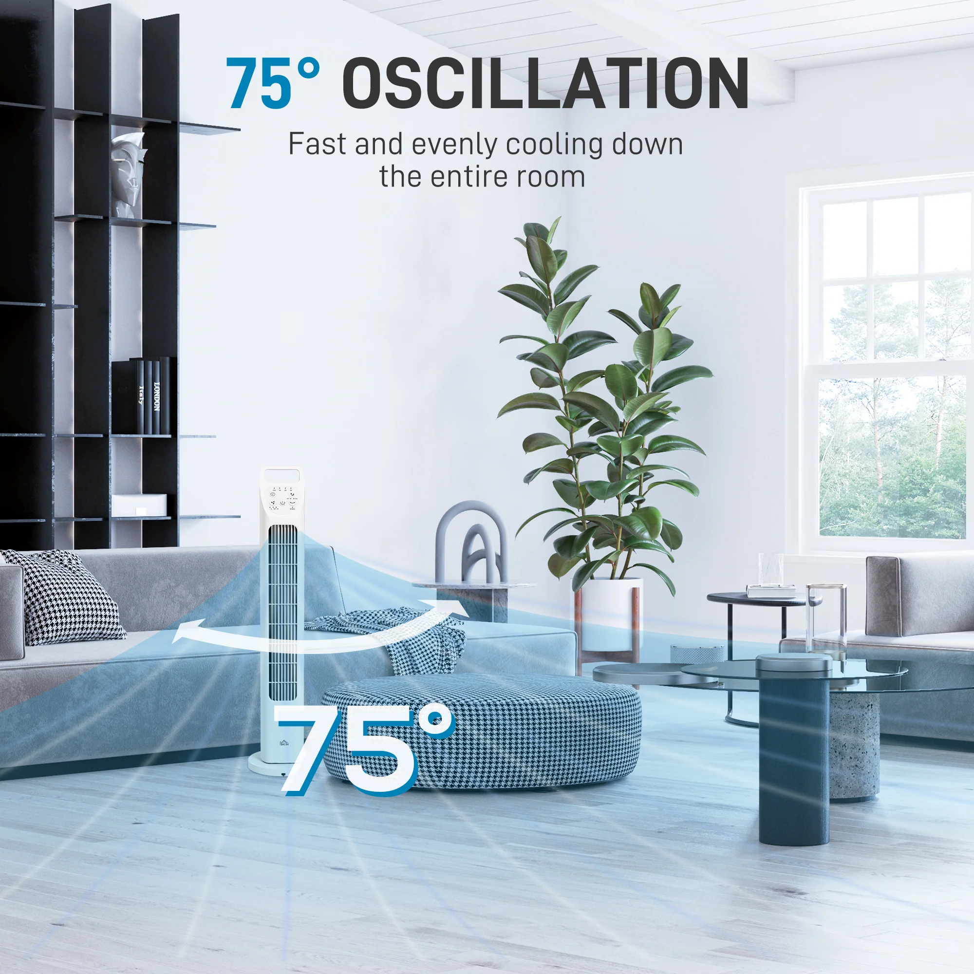 HOMCOM Oscillating Tower Fan Floor Fan With 4H Timer For Home Office - Image 13