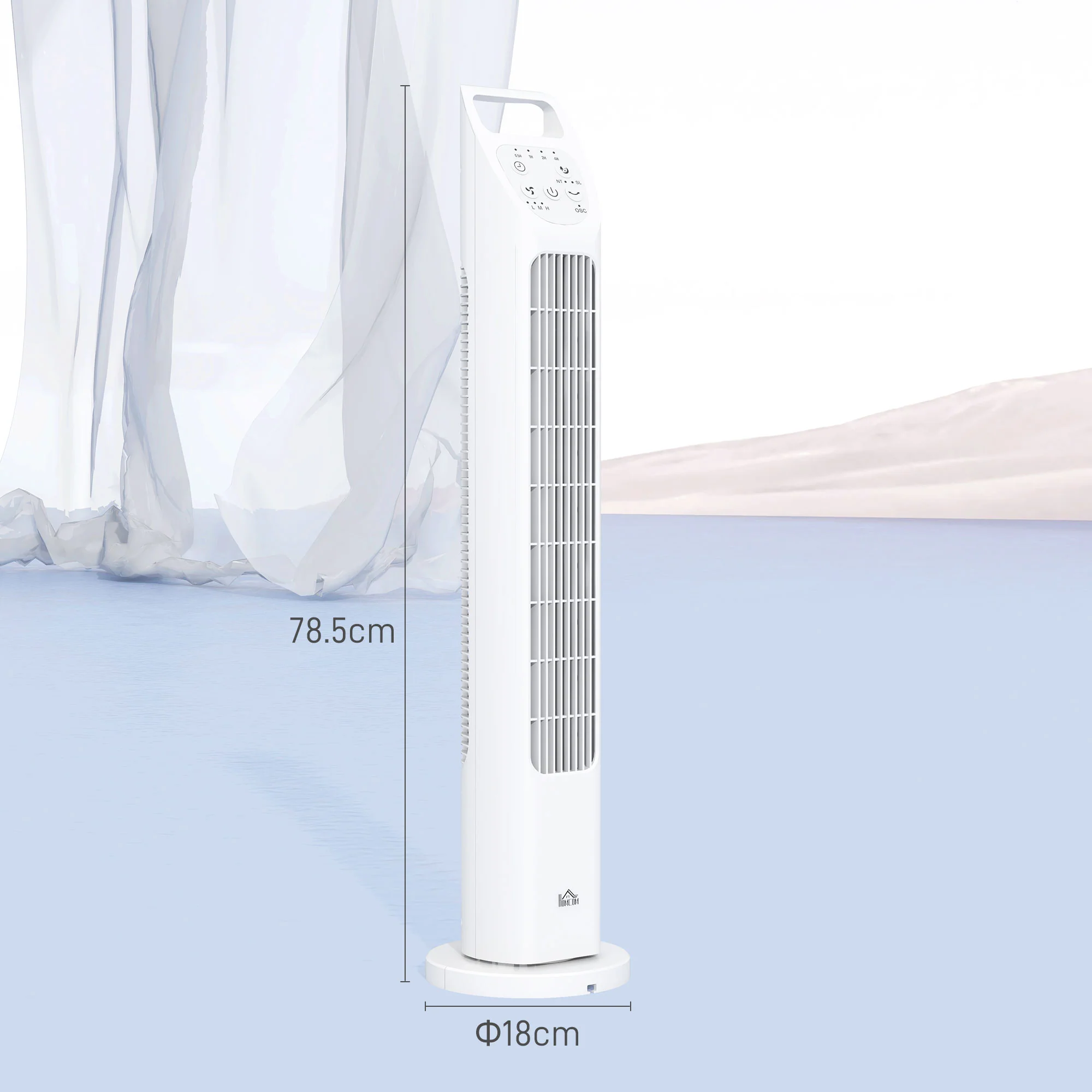 HOMCOM Oscillating Tower Fan Floor Fan With 4H Timer For Home Office - Image 14