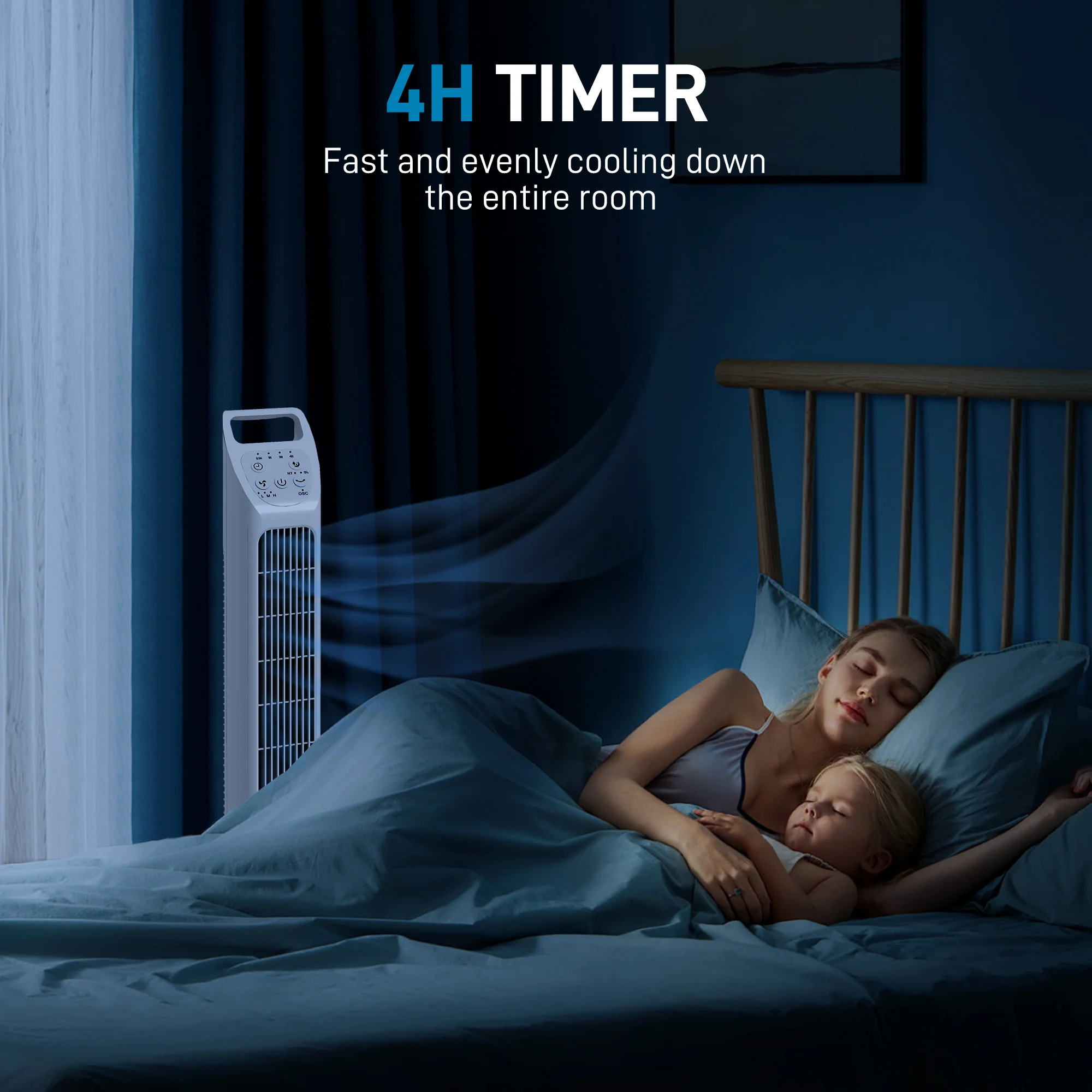 HOMCOM Oscillating Tower Fan Floor Fan With 4H Timer For Home Office - Image 15
