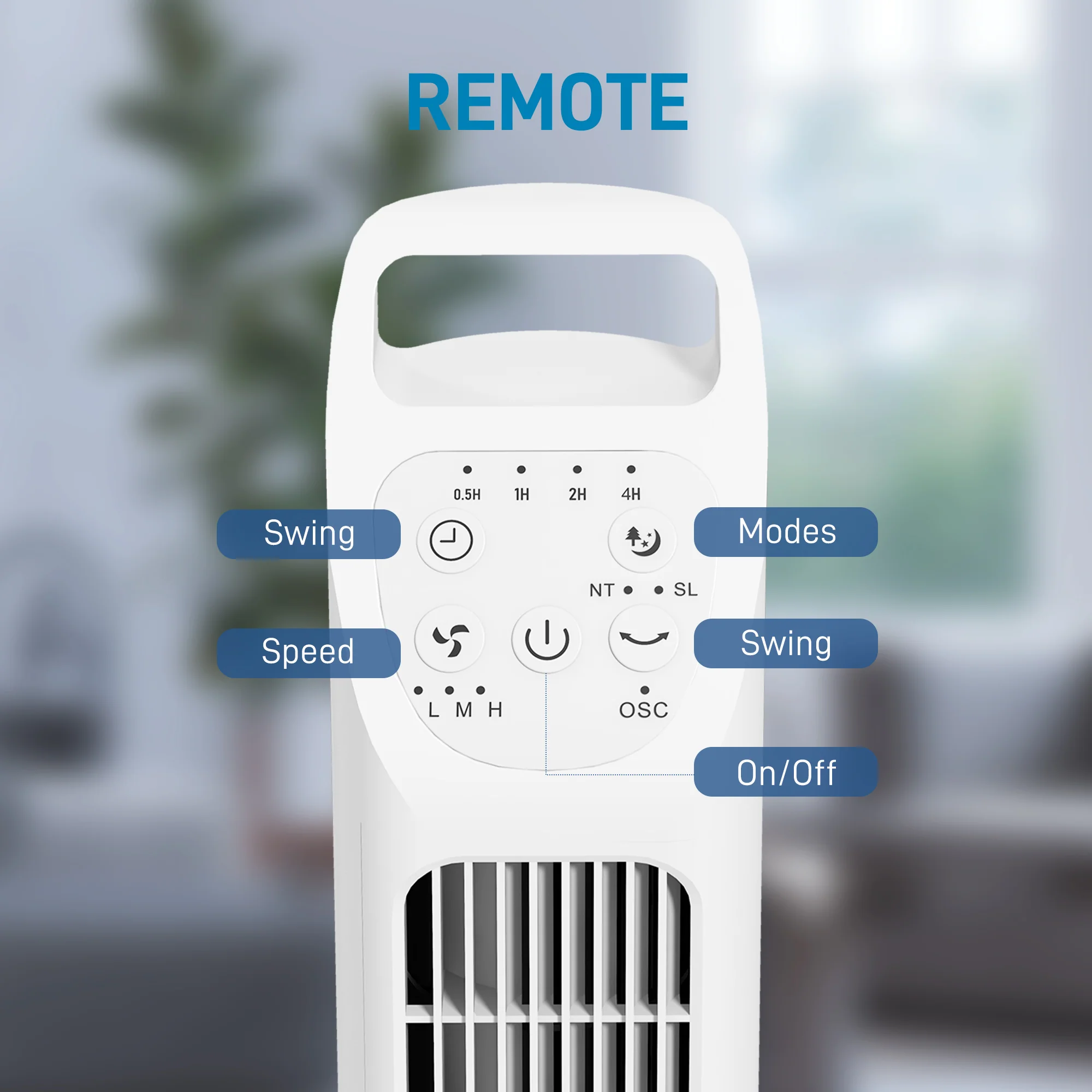 HOMCOM Oscillating Tower Fan Floor Fan With 4H Timer For Home Office - Image 16