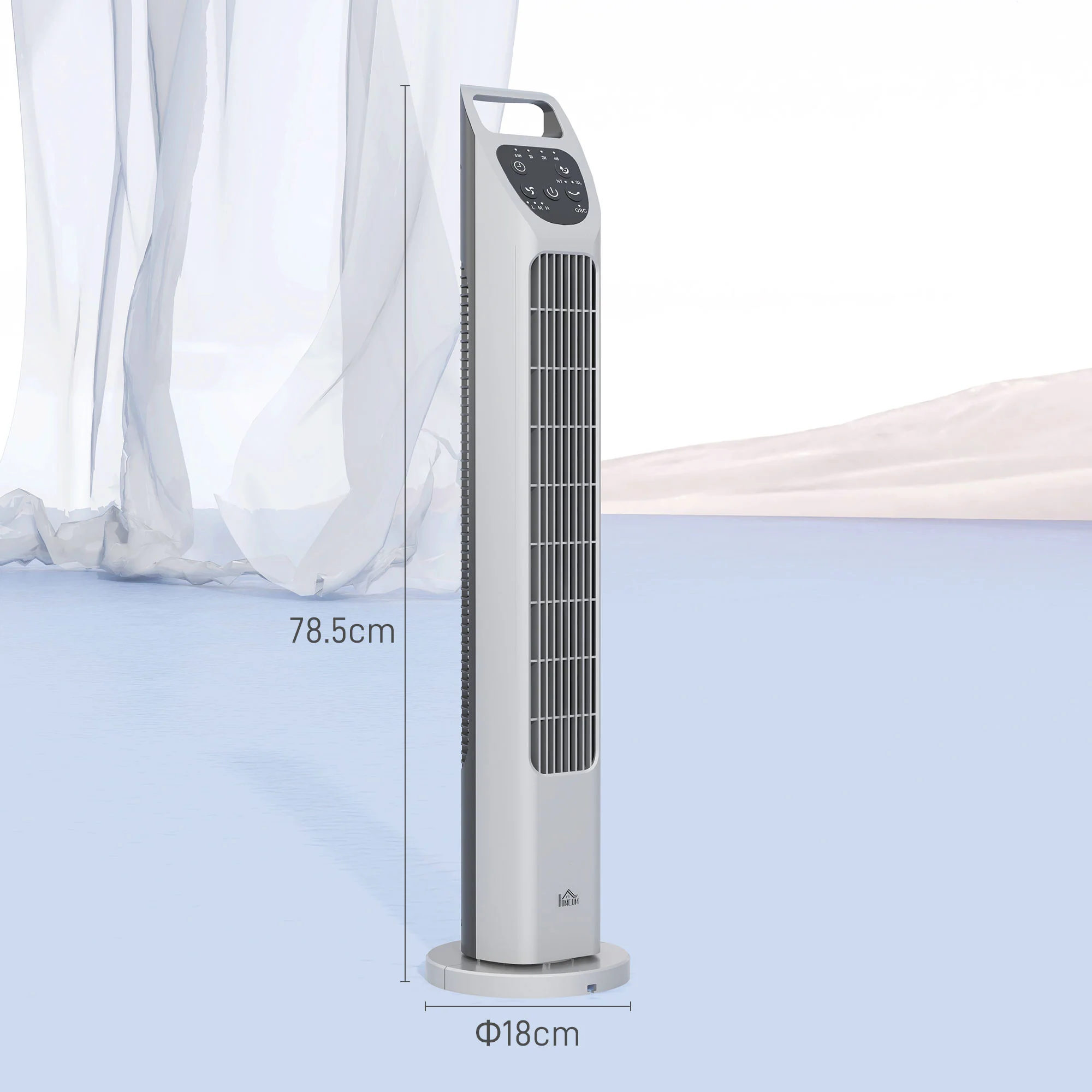 HOMCOM Oscillating Tower Fan Floor Fan With 4H Timer For Home Office - Image 5