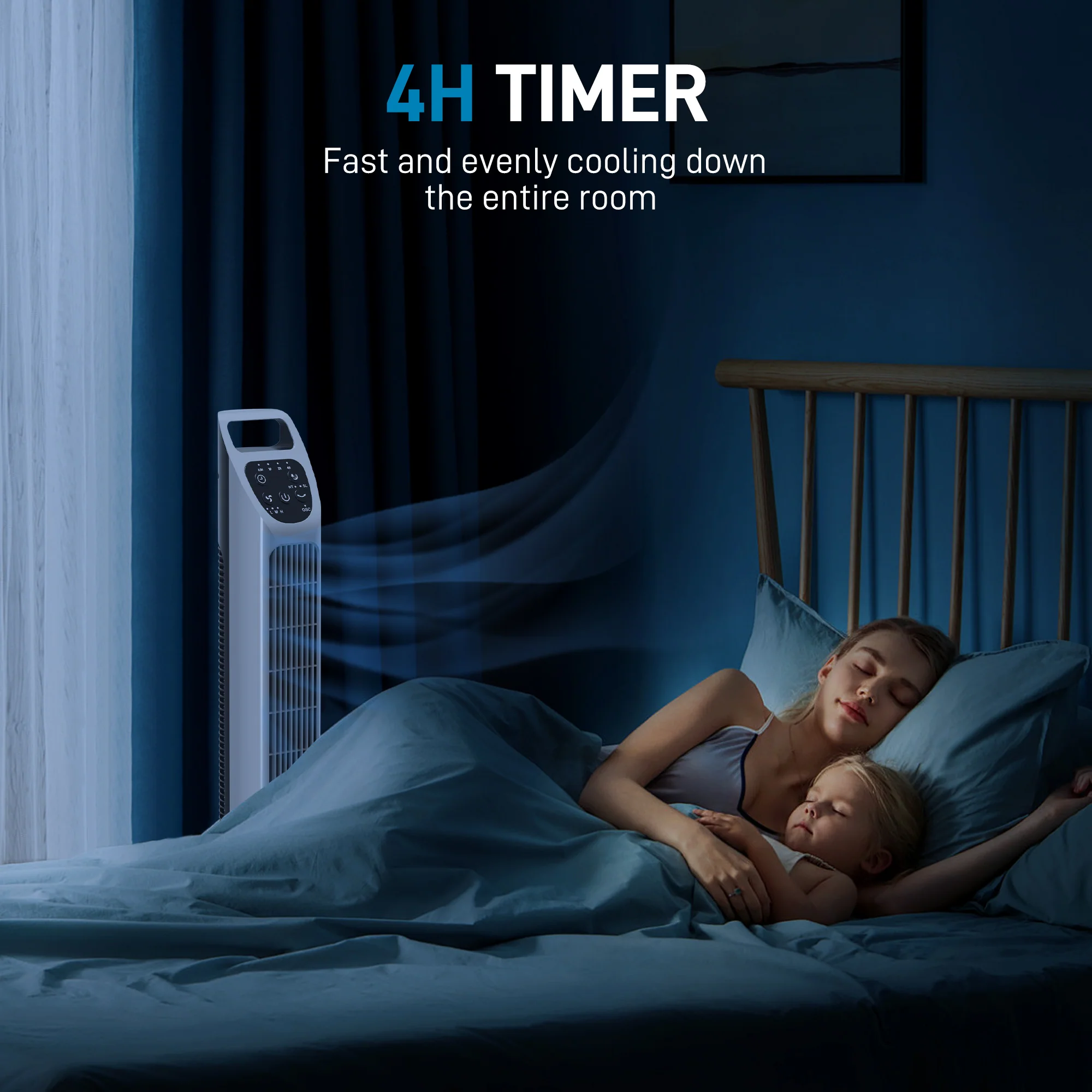 HOMCOM Oscillating Tower Fan Floor Fan With 4H Timer For Home Office - Image 6