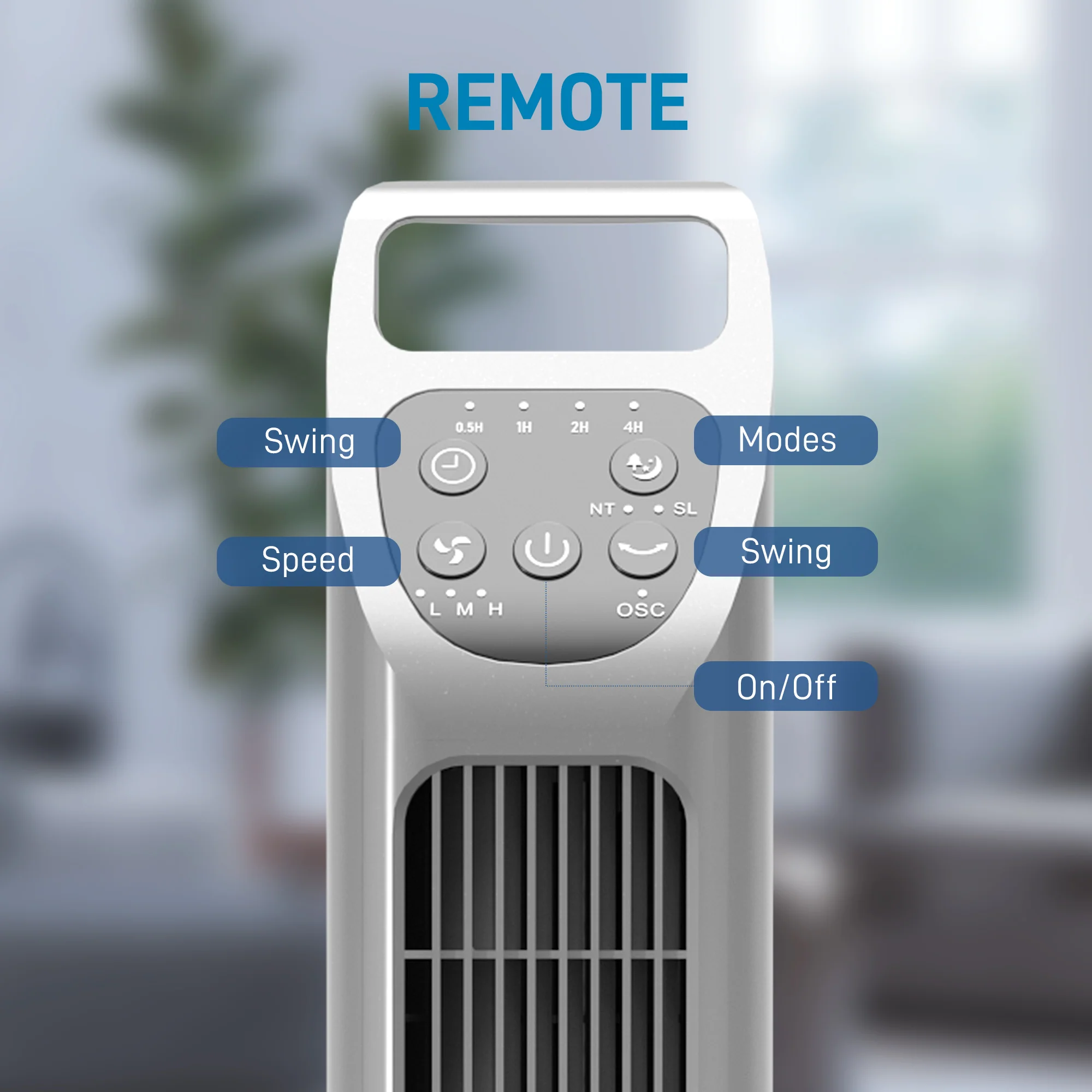 HOMCOM Oscillating Tower Fan Floor Fan With 4H Timer For Home Office - Image 7