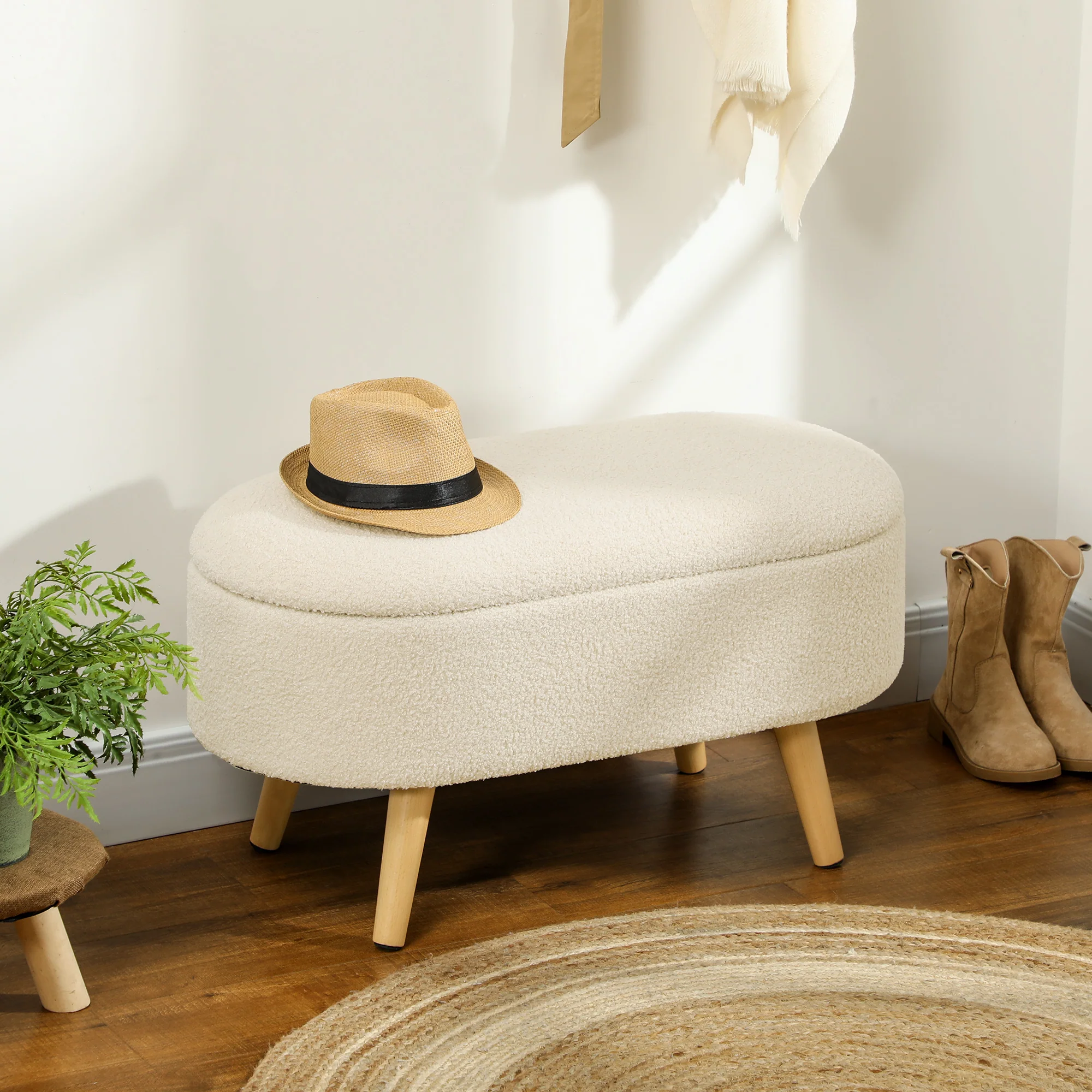 HOMCOM Ottoman Storage Bench for Hallway, Living Room - Image 11