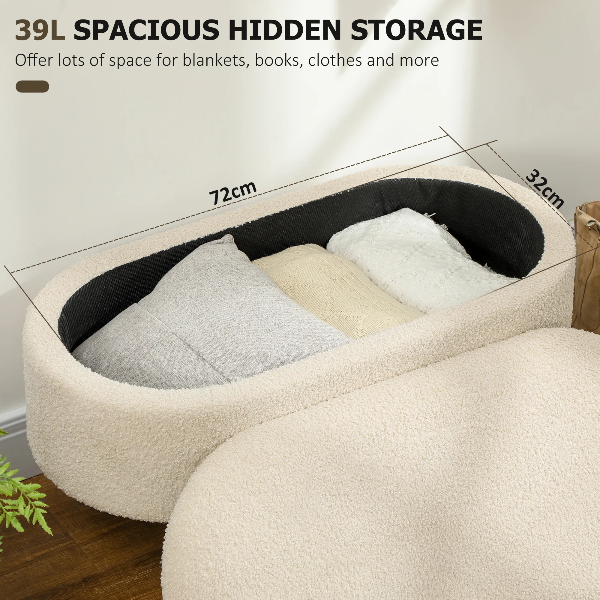 HOMCOM Ottoman Storage Bench for Hallway, Living Room - Image 12