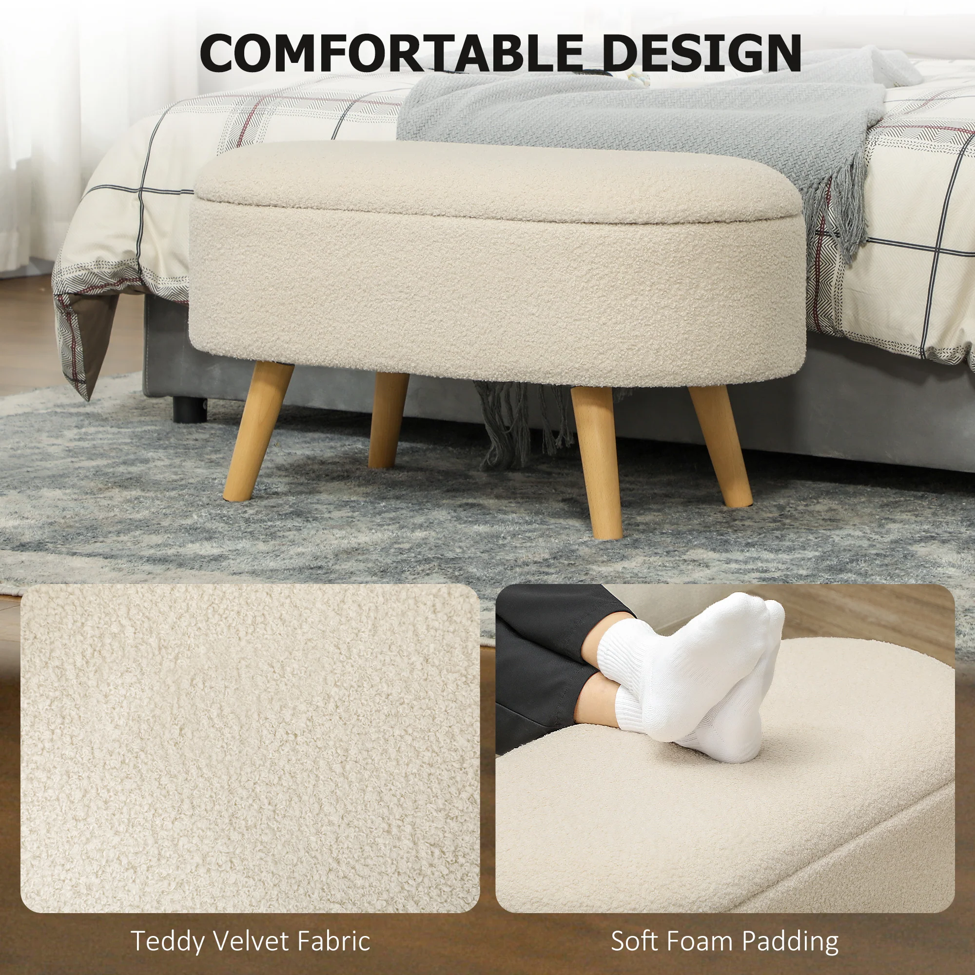 HOMCOM Ottoman Storage Bench for Hallway, Living Room - Image 13