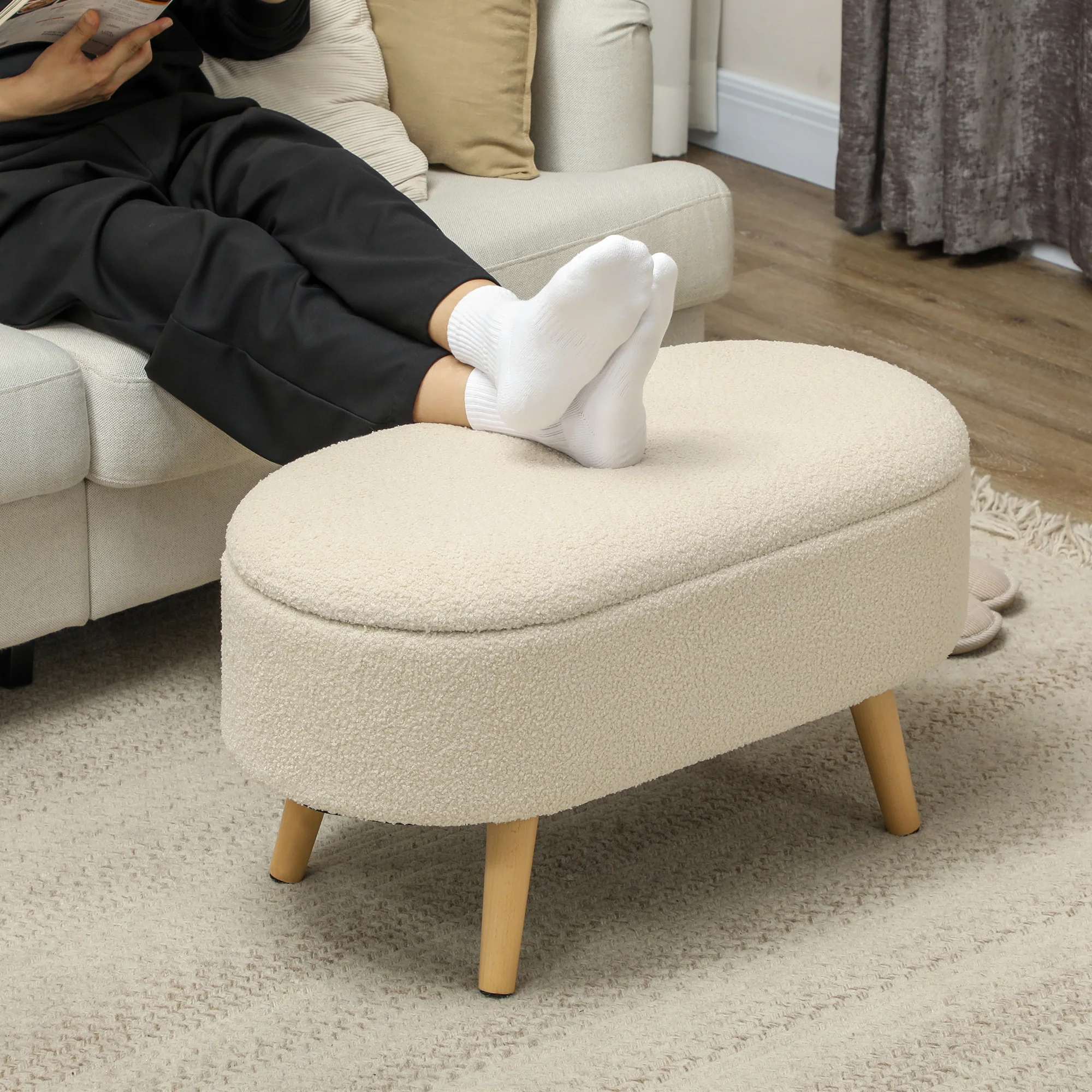 HOMCOM Ottoman Storage Bench for Hallway, Living Room - Image 16