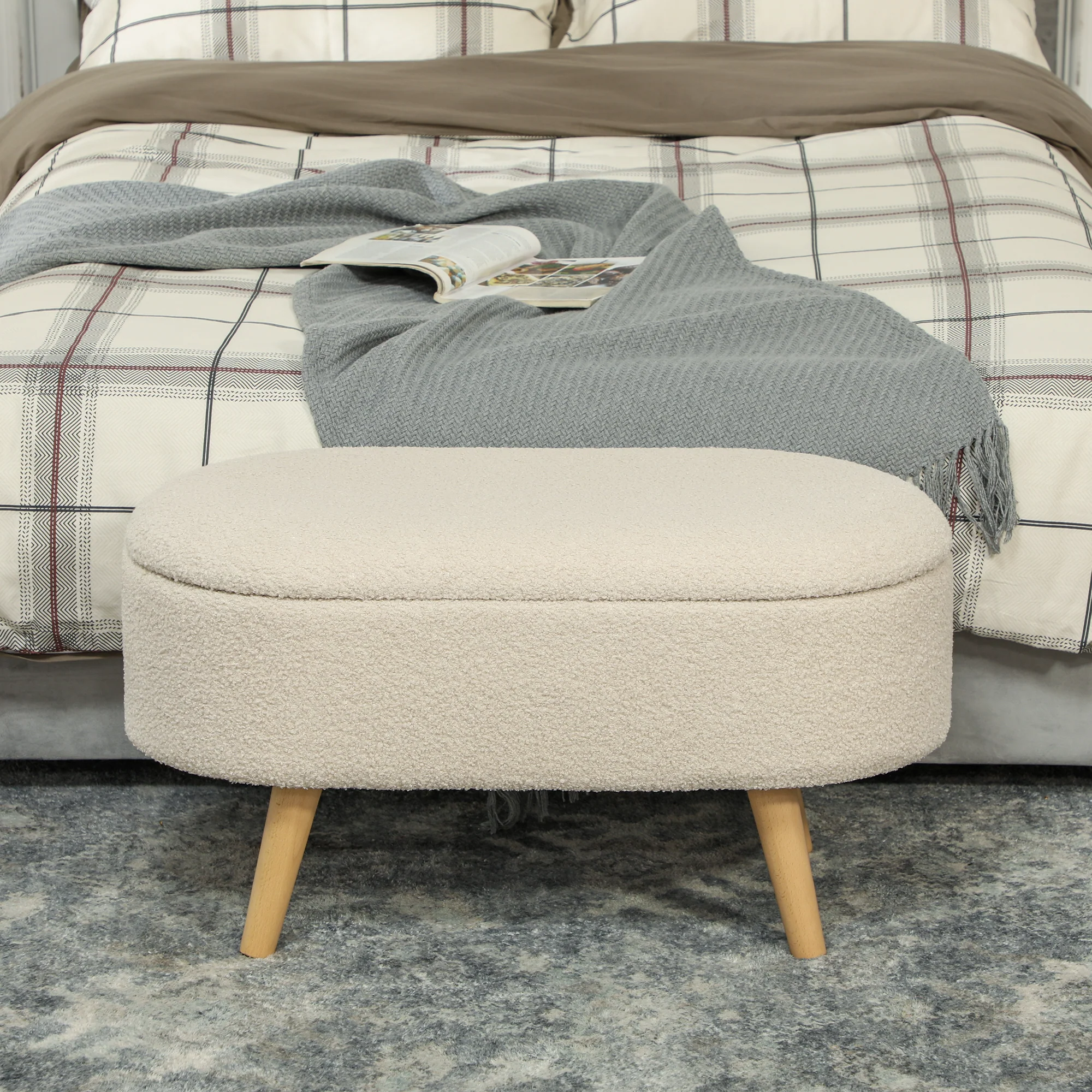 HOMCOM Ottoman Storage Bench for Hallway, Living Room - Image 17