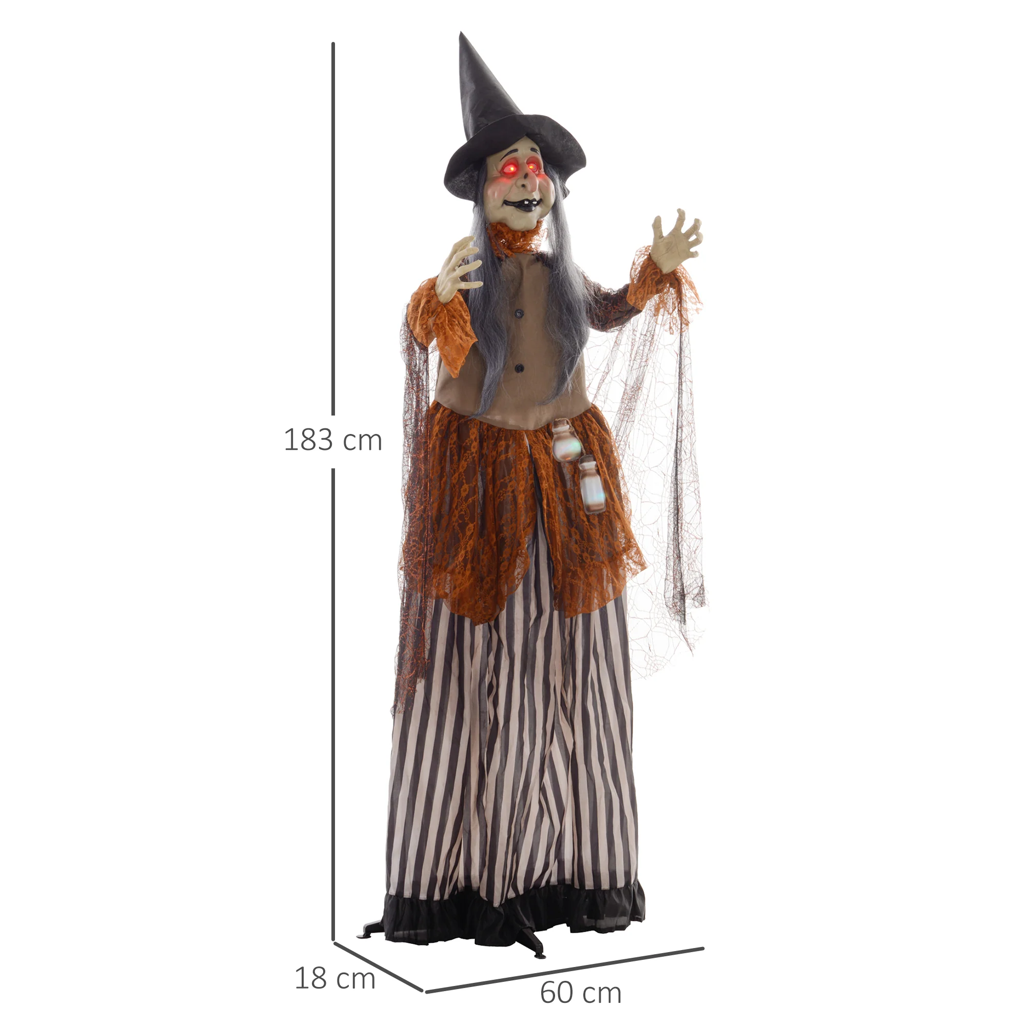 HOMCOM Outdoor Halloween Animatronic with Sound Activated, Light Up Eyes - Image 3