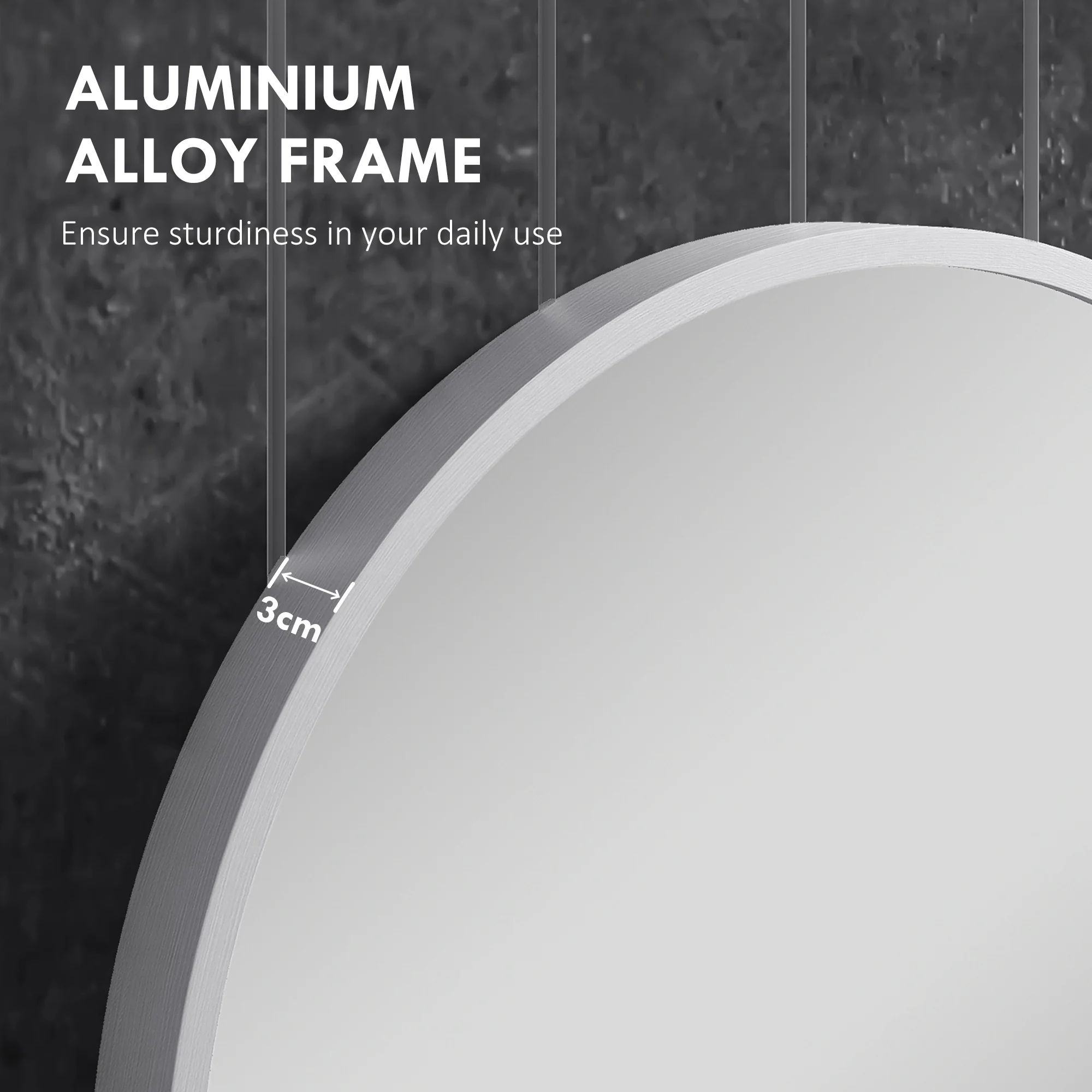 HOMCOM Oval Bathroom Mirror, Modern Wall Tempered Glass Mirror, 60 x 90cm - Image 4